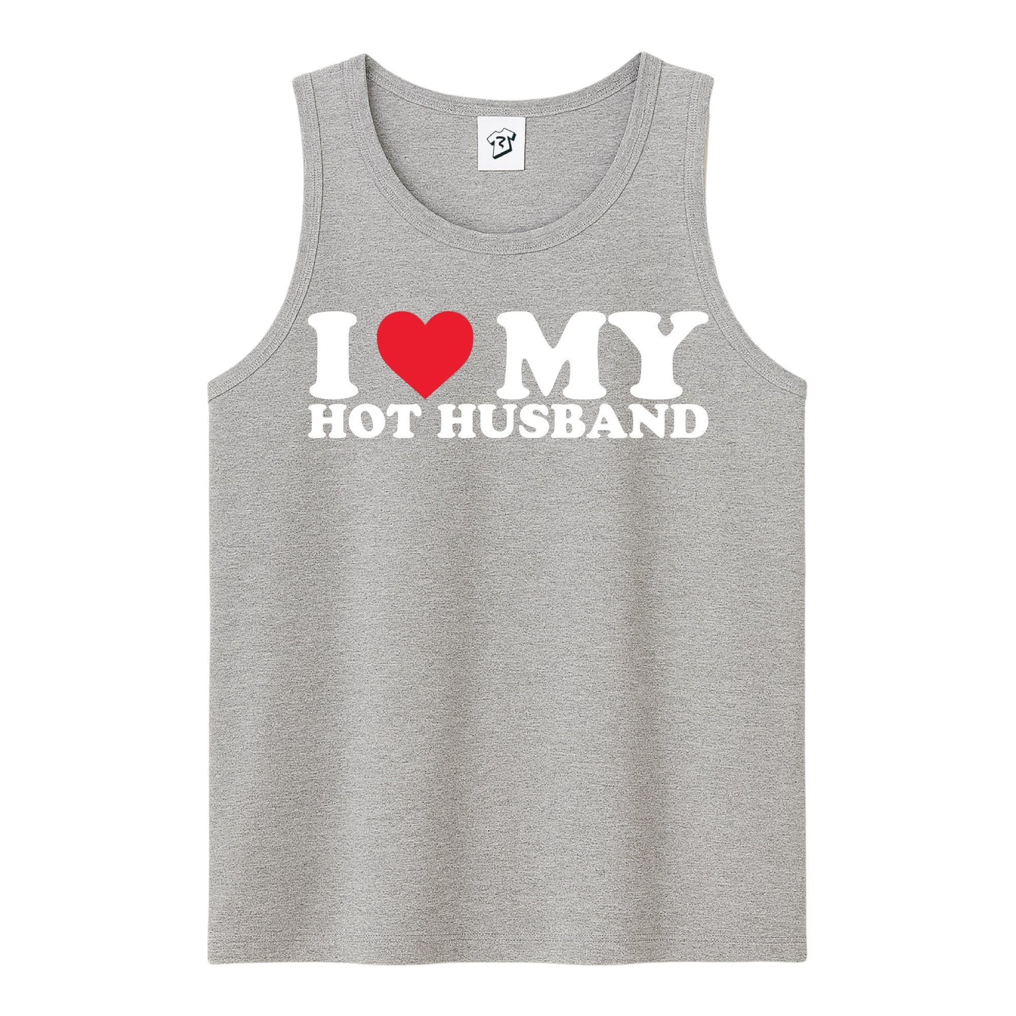 Tees Club tank top I Love My Hot Husband - Tank Top Navy Size S front view