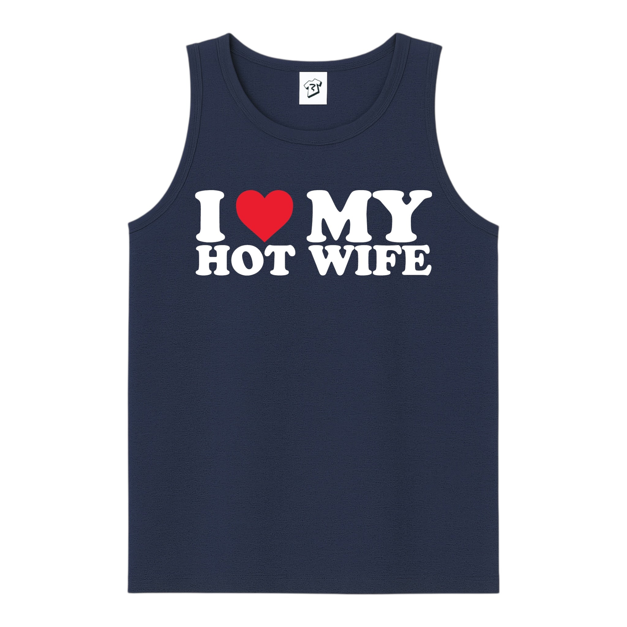 Tees Club tank top I Love My Hot Wife - Tank Top Navy Size S front view