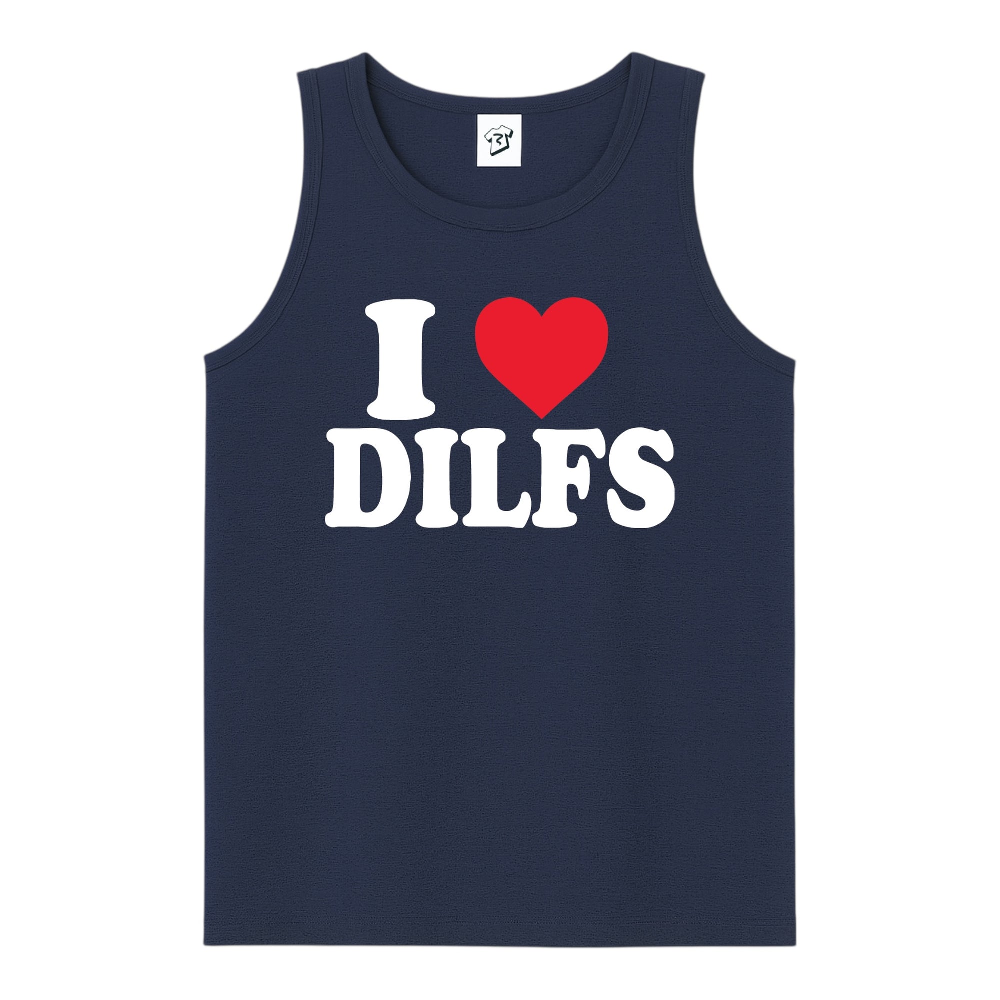 Tees Club tank top I Love DILFS - Tank Top Navy Size S front view