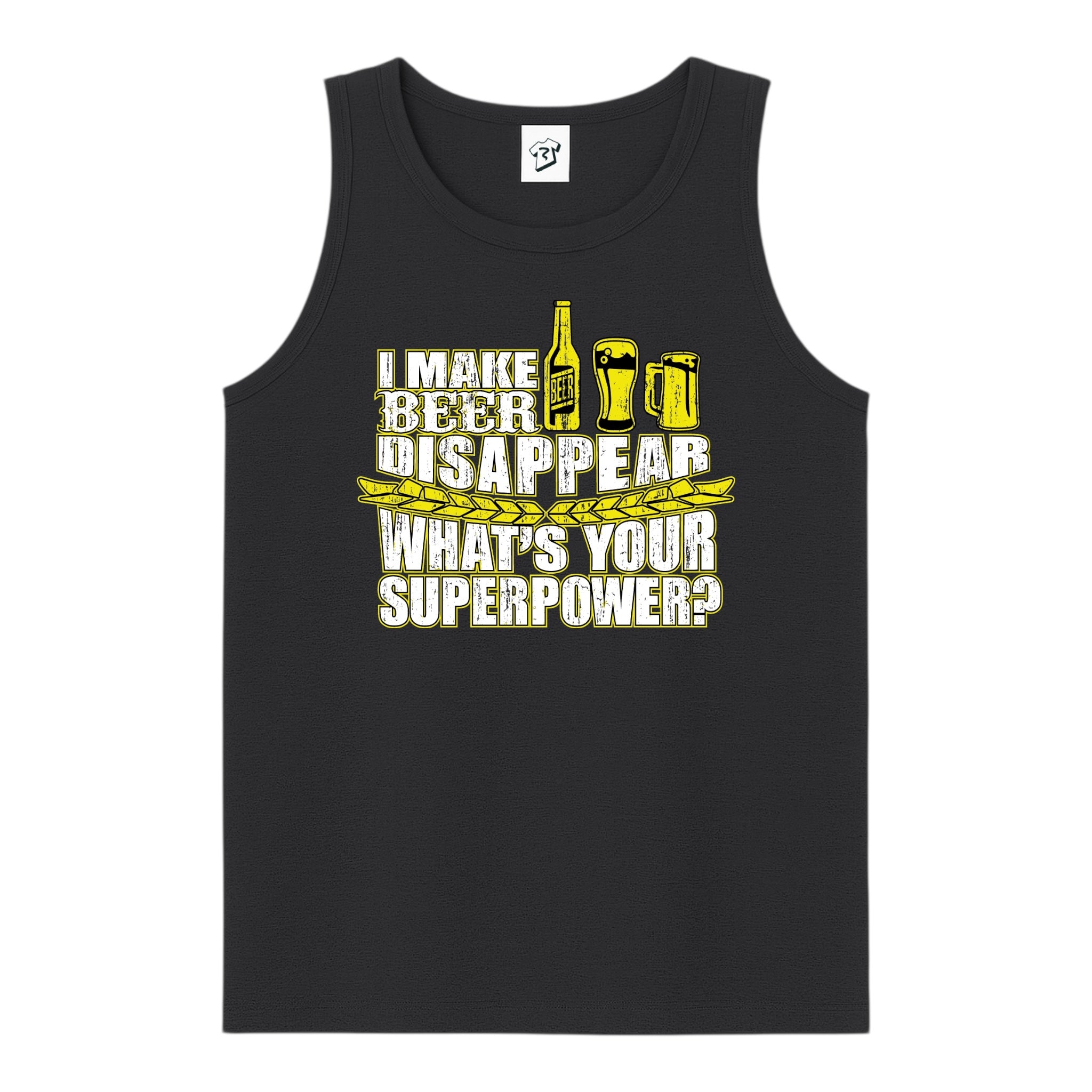 Tees Club tank top I Make Beer Disappear What's Your Superpower? - Tank Top Navy Size S back view