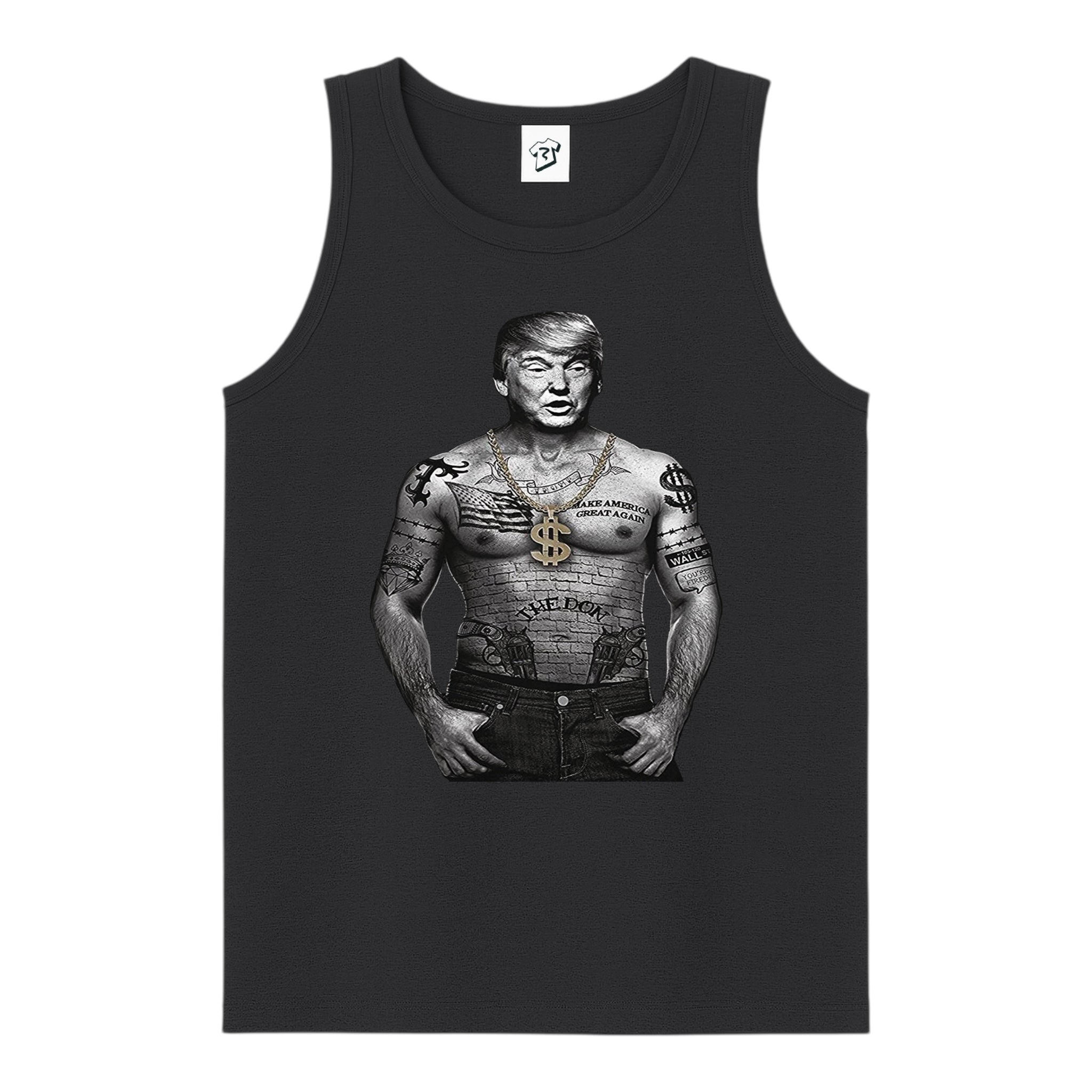 Tees Club tank top Trump Tattooed - Tank Top Navy Size S front view