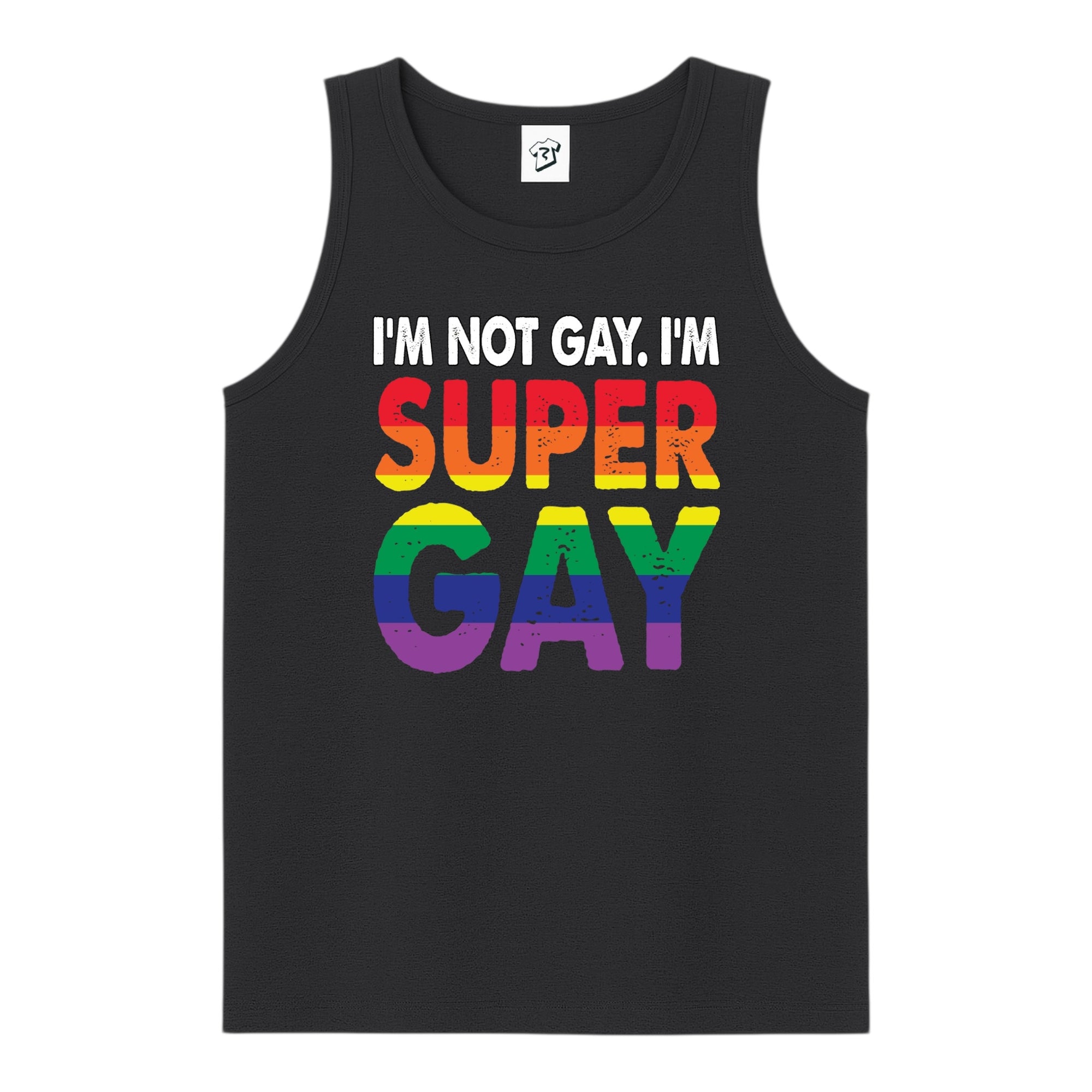 Tees Club tank top I'm Not Gay I'm Super Gay - Tank Top Navy Size S back view