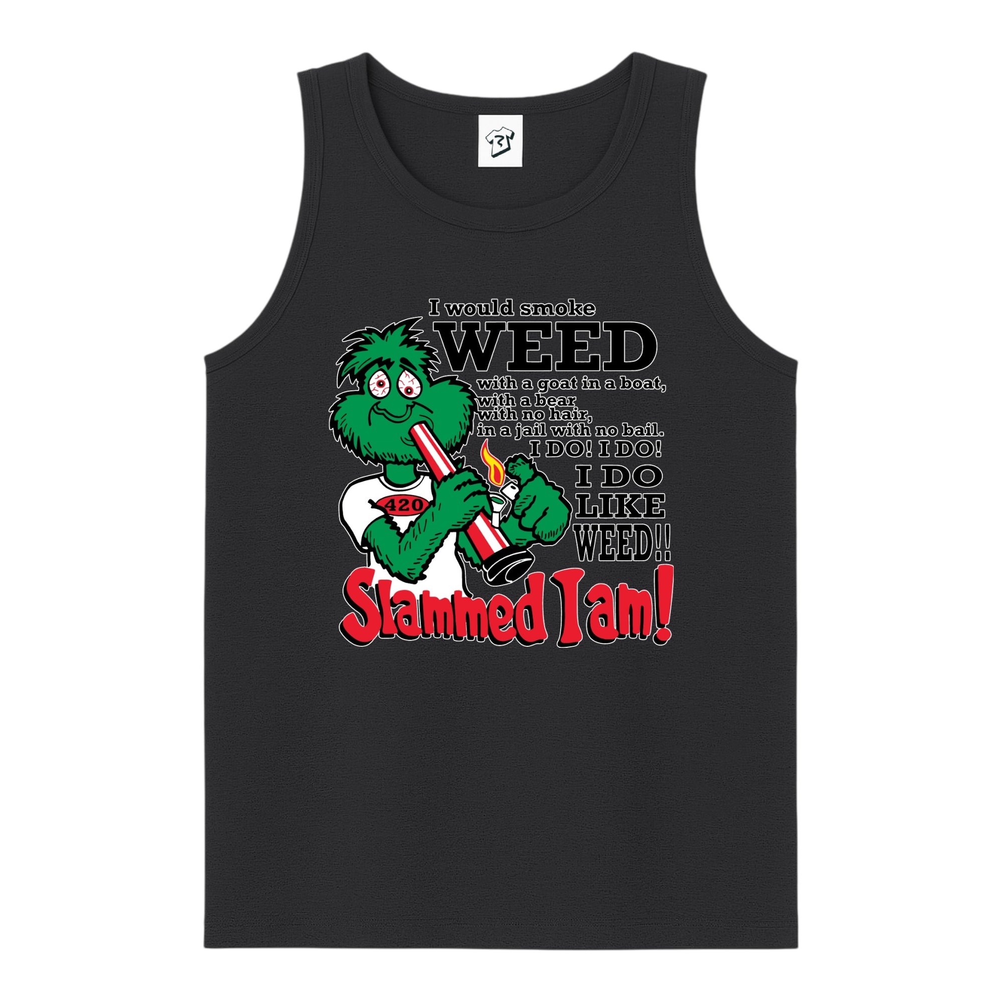 Tees Club tank top Slammed I Am Weed - Tank Top Navy Size S back view