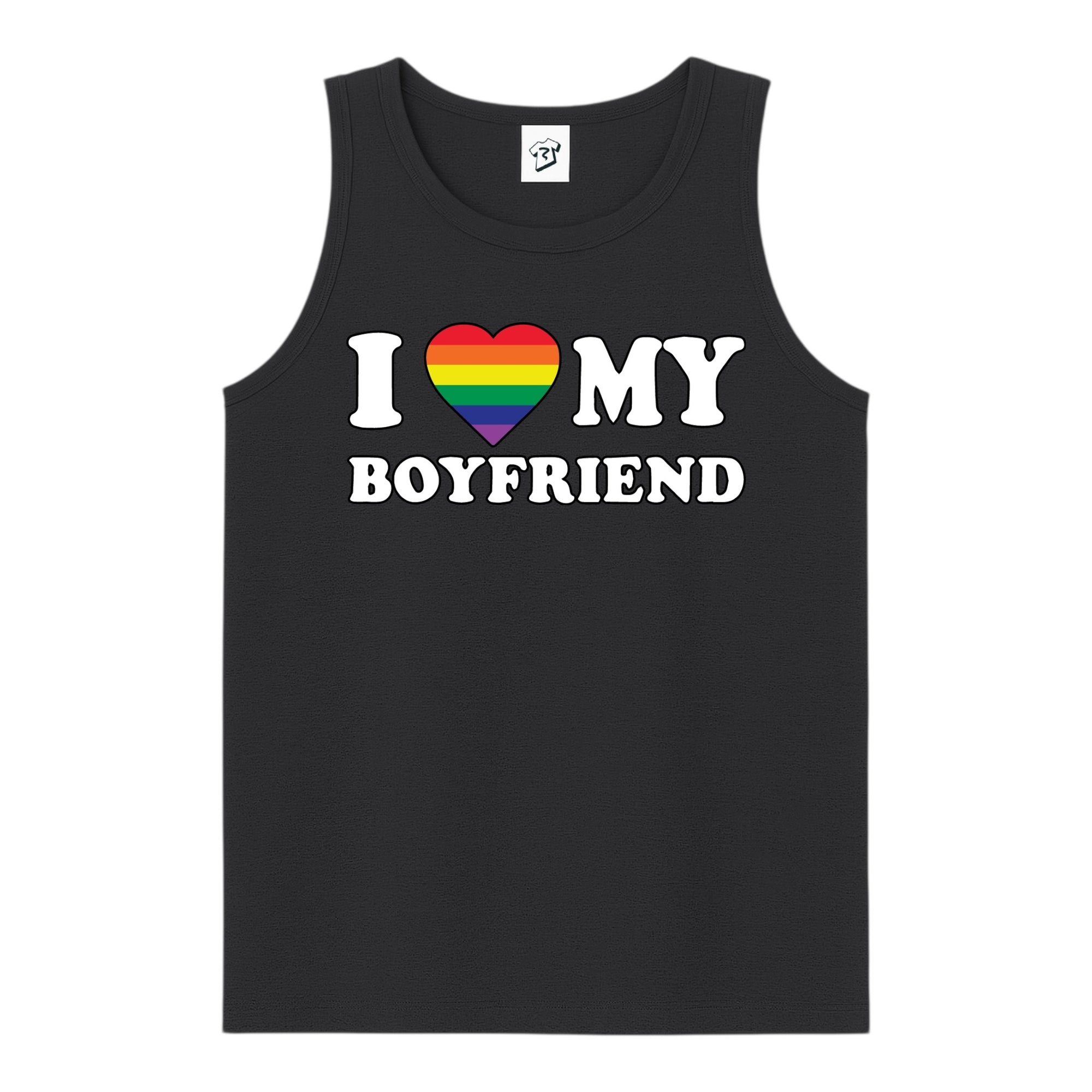 Tees Club tank top I Love My Boyfriend (Pride) - Tank Top Navy Size S back view