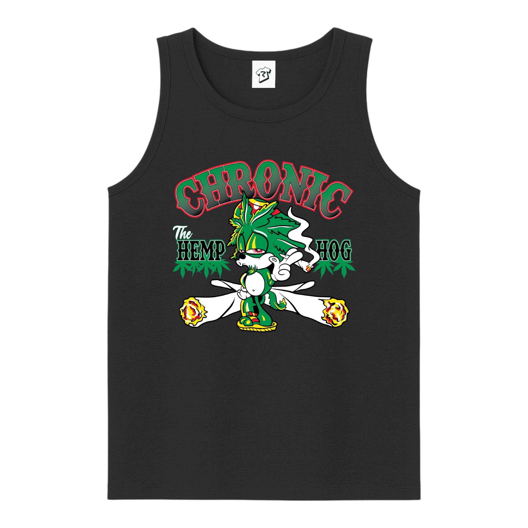 Tees Club tank top Chronic Hemp Dog - Tank Top Navy Size S back view