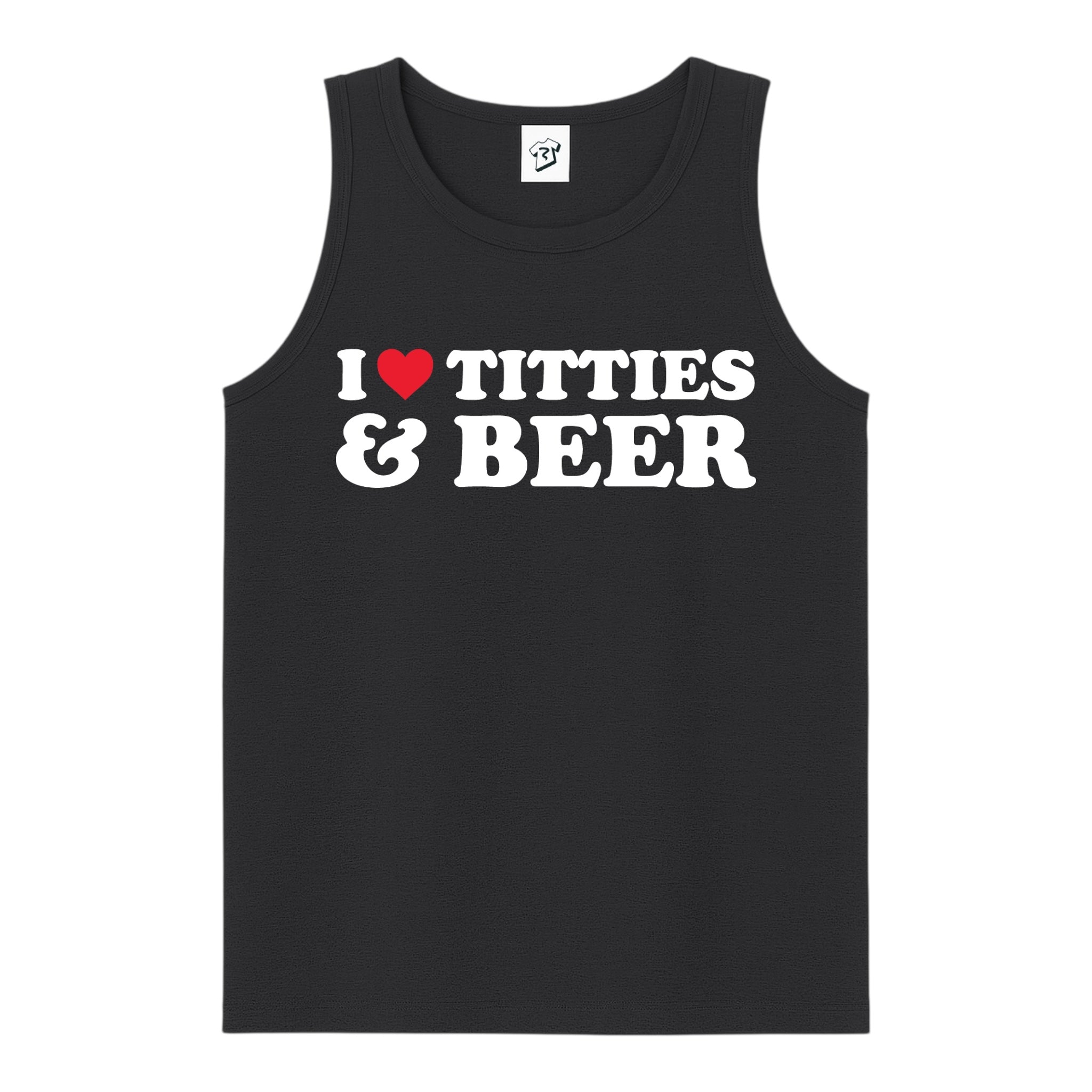 Tees Club tank top I Love Titties & Beer - Tank Top Navy Size S front view
