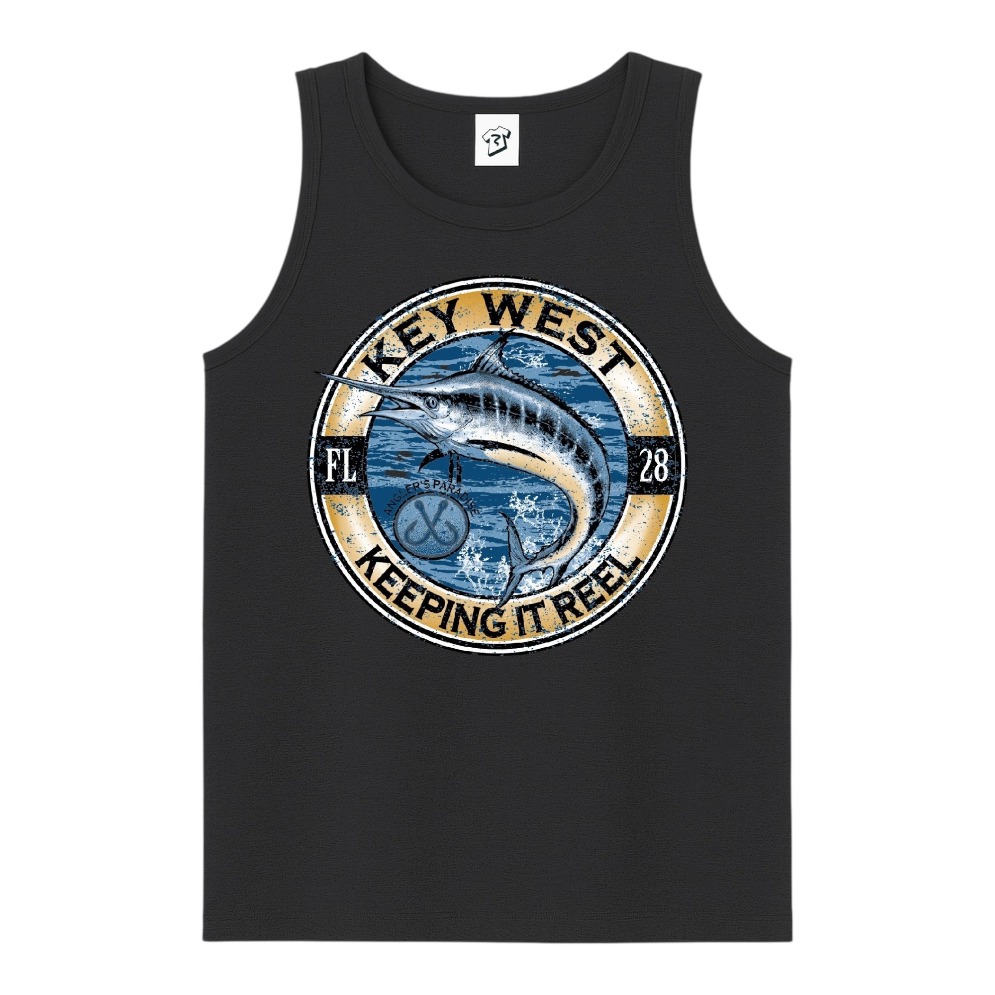 Tees Club tank top Marlin Fish KW - Tank Top Navy Size S back view