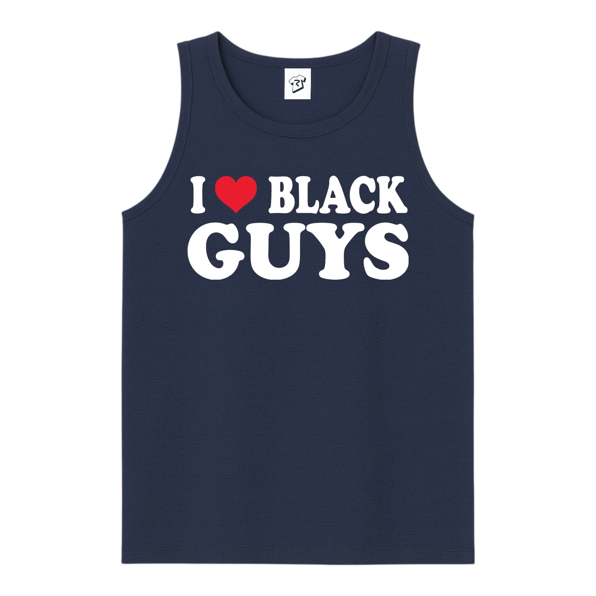 Tees Club tank top I Love Black Guys - Tank Top Navy Size S front view