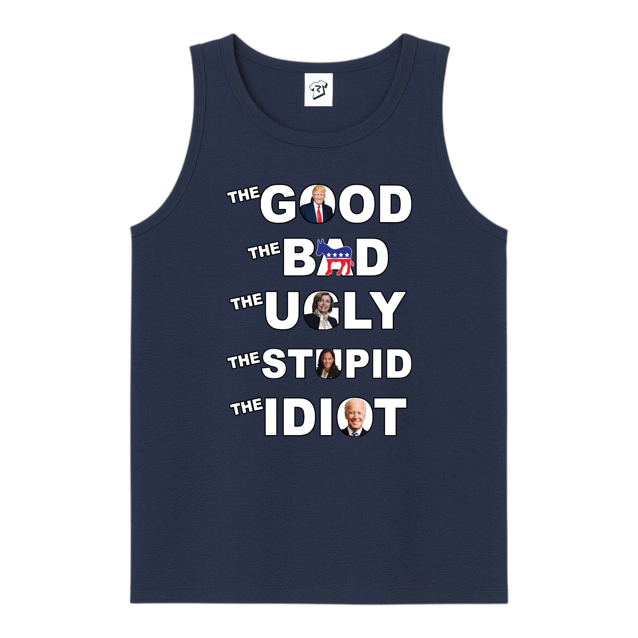 Tees Club tank top The Good The Bad The Ugly The Stupid - Tank Top Navy Size S back view