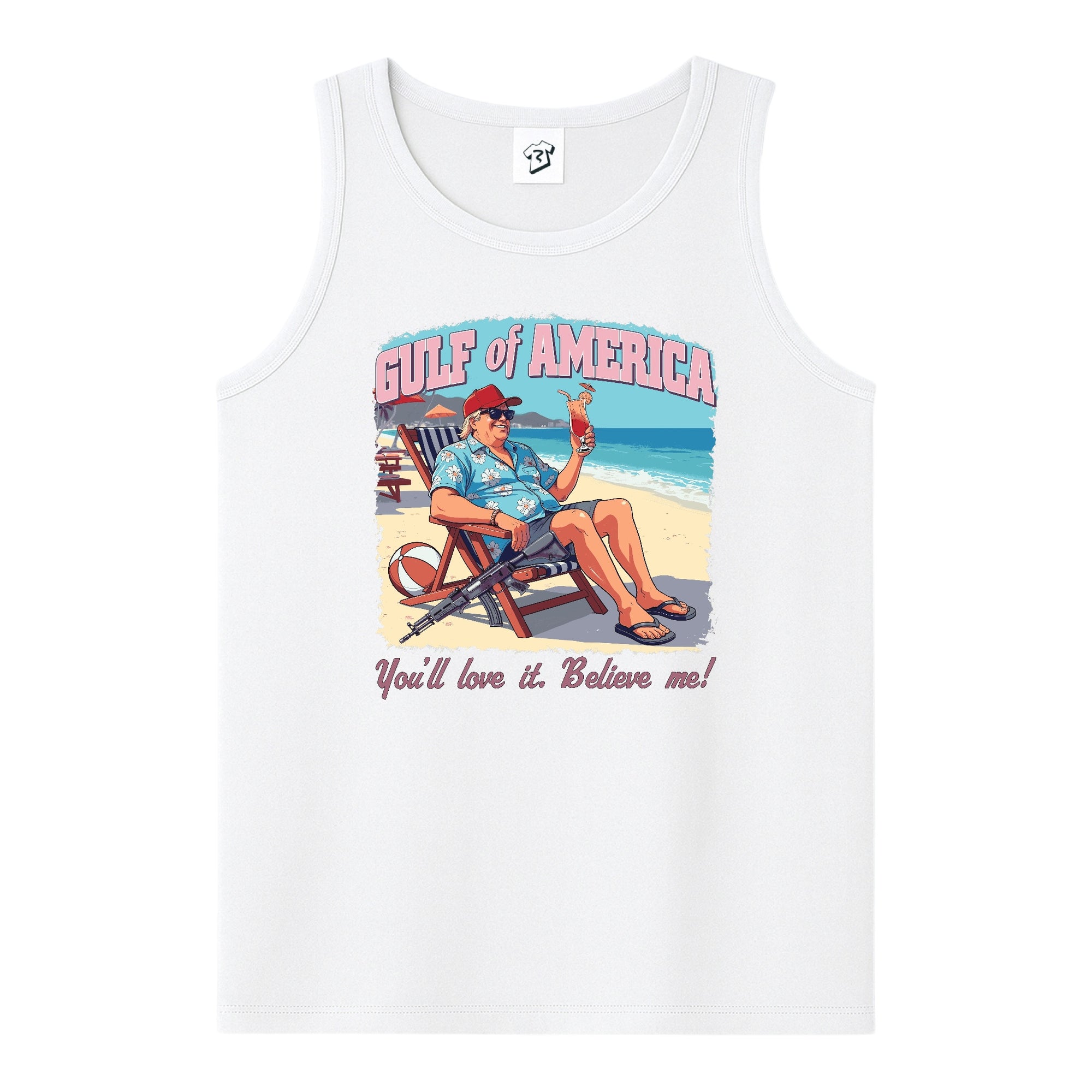 Tees Club tank top Gulf of America You'll Love It Believe Me - Tank Top Navy Size S front view
