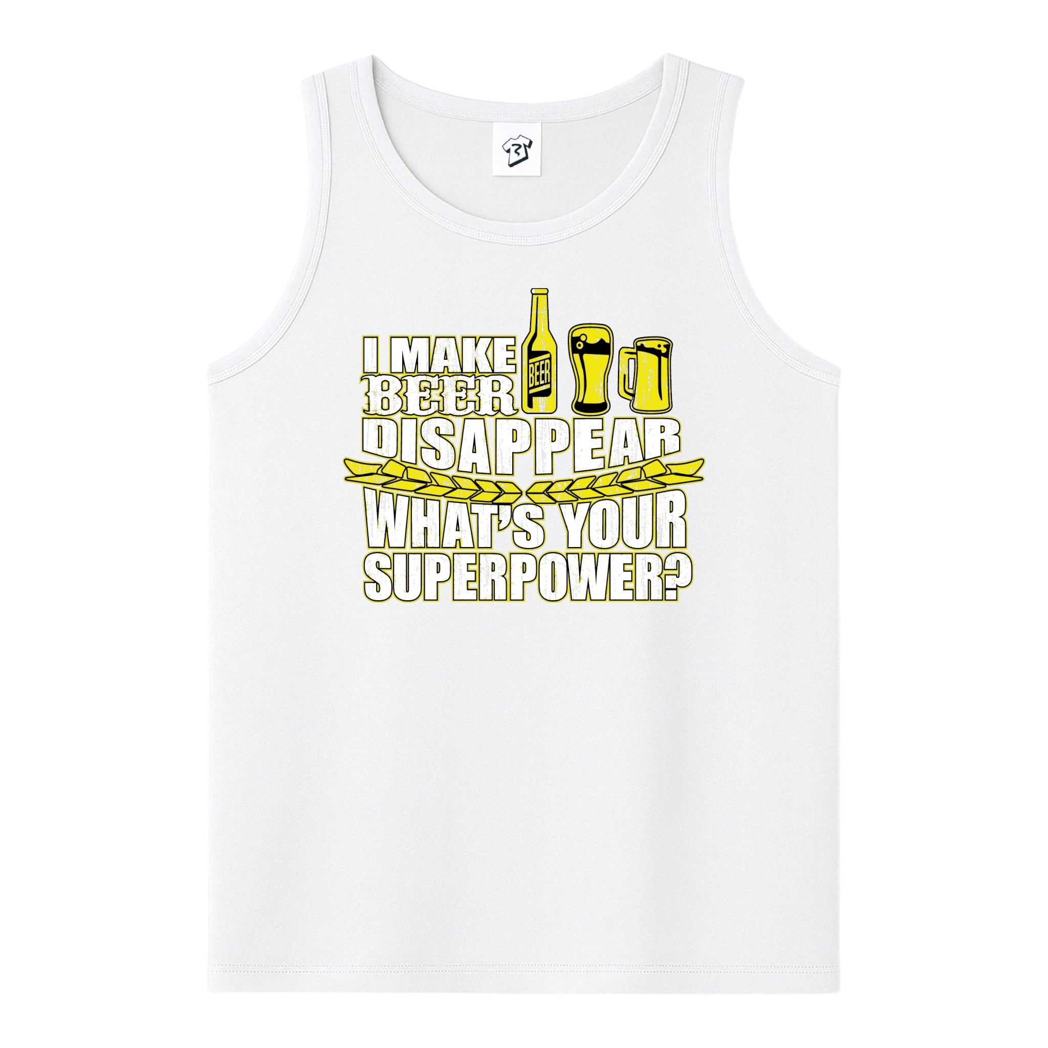 Tees Club tank top I Make Beer Disappear What's Your Superpower? - Tank Top Navy Size L detail