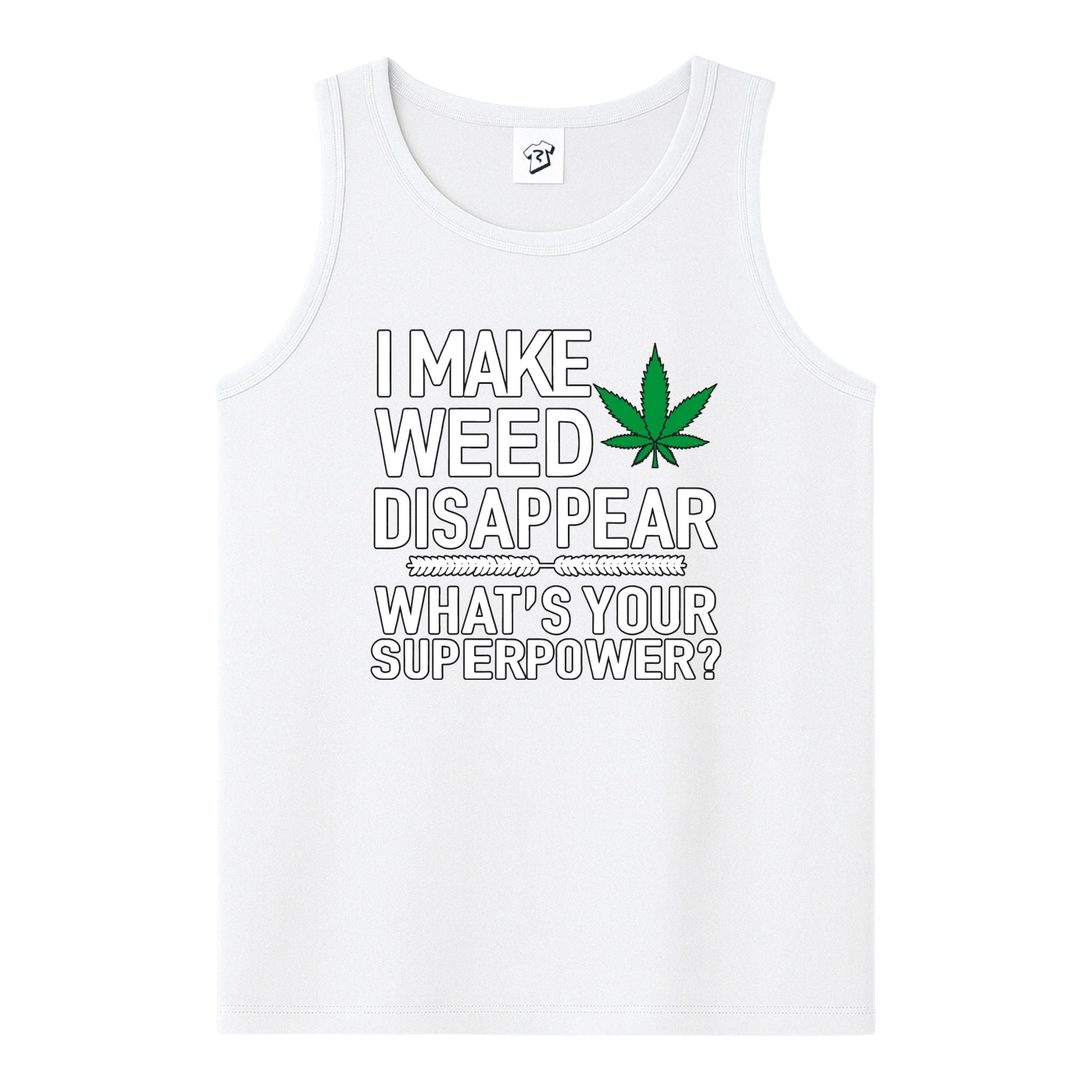 Tees Club tank top I Make Weed Disappear What's Your Superpower? - Tank Top Navy Size S front view