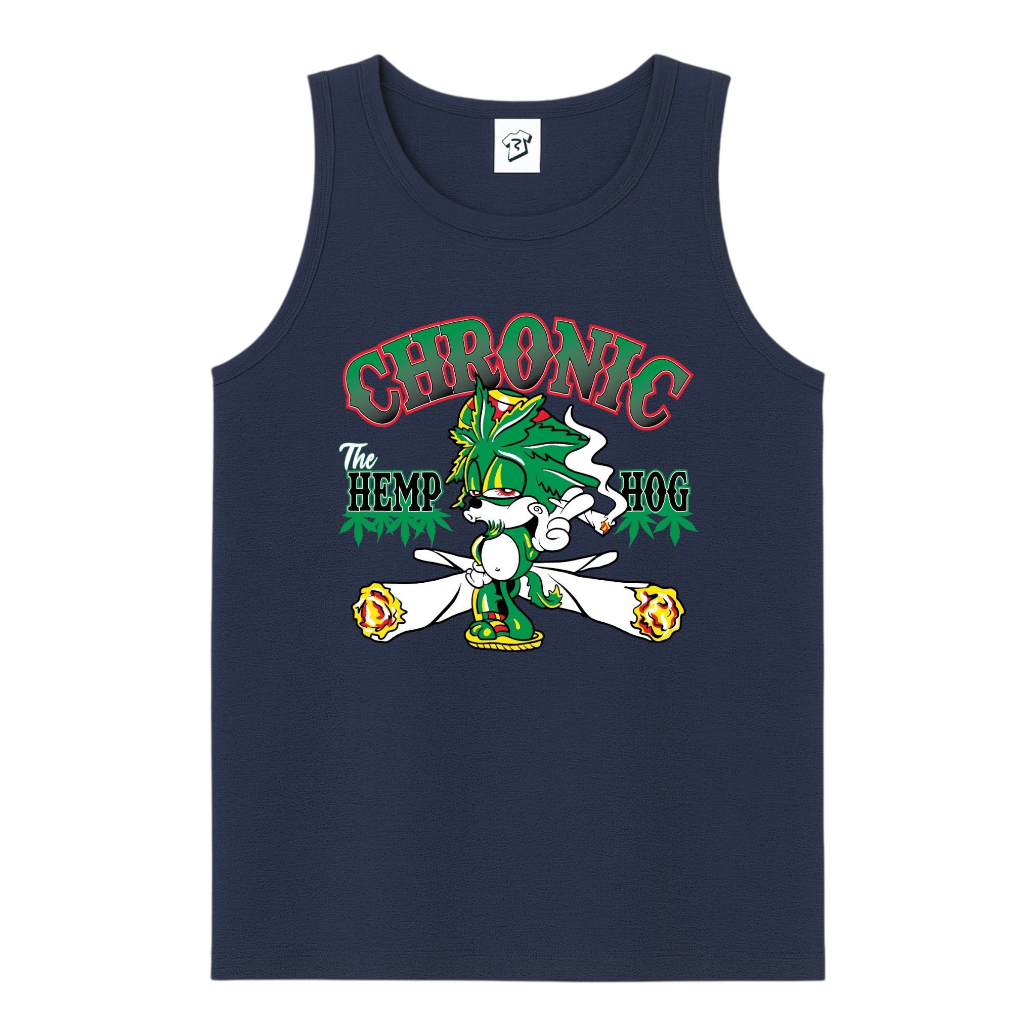 Tees Club tank top Chronic Hemp Dog - Tank Top Navy Size S front view
