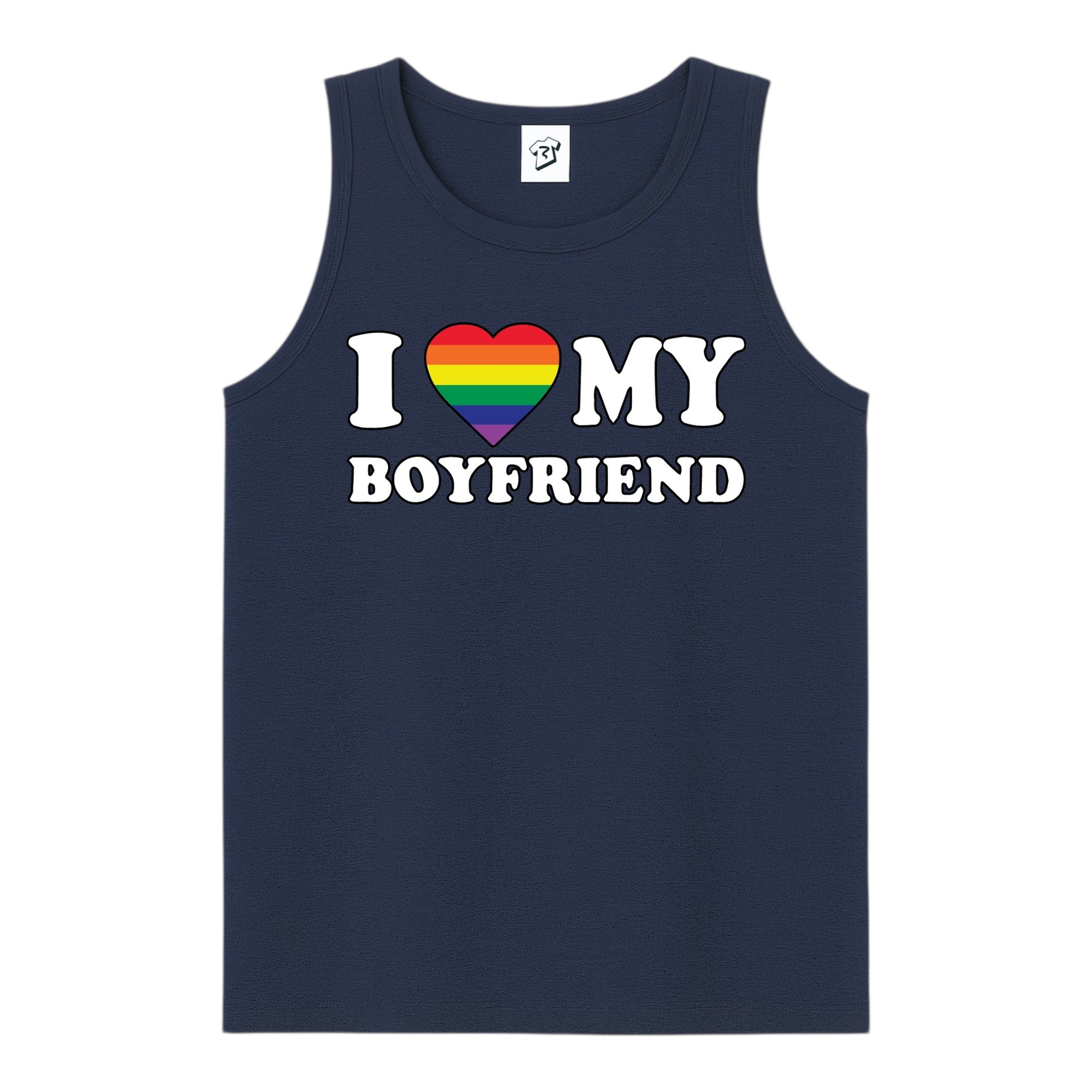 Tees Club tank top I Love My Boyfriend (Pride) - Tank Top Navy Size S front view