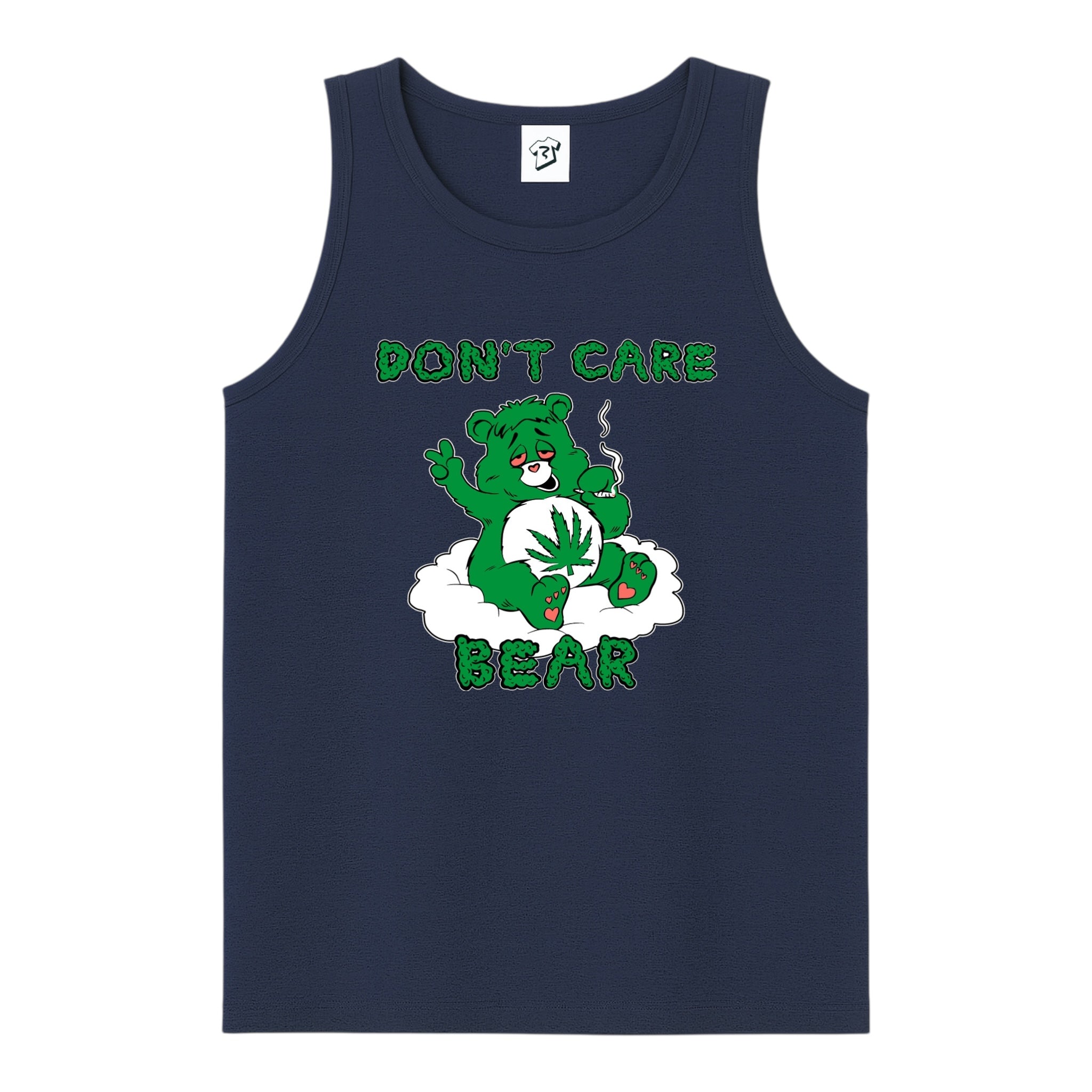 Tees Club tank top Don't Care Lazy Bear - Tank Top Navy Size S back view