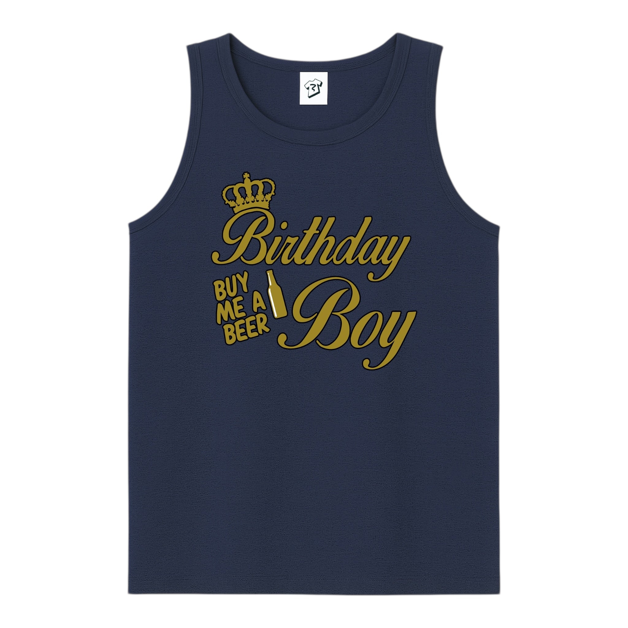 Tees Club tank top Birthday Boy (Buy Me a Beer) - Tank Top Navy Size S front view