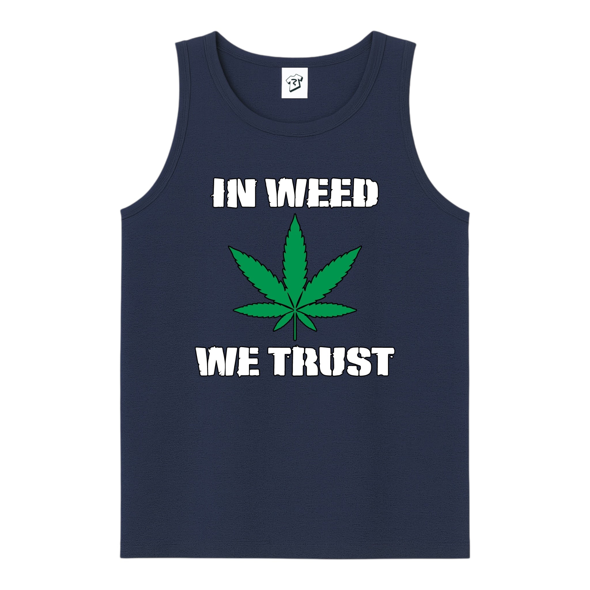 Tees Club tank top In Weed We Trust - Tank Top Navy Size S back view