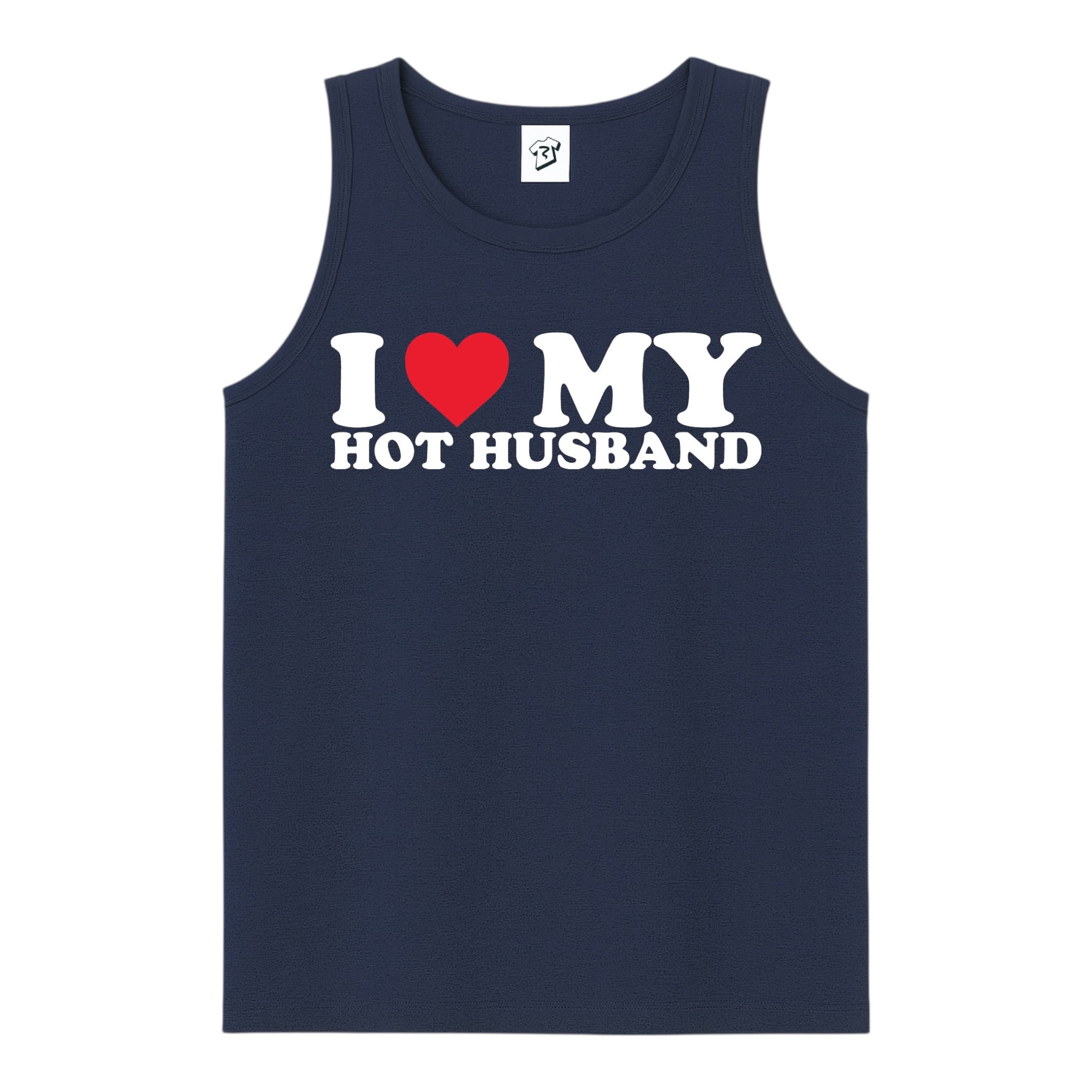 Tees Club tank top I Love My Hot Husband - Tank Top Navy Size S back view