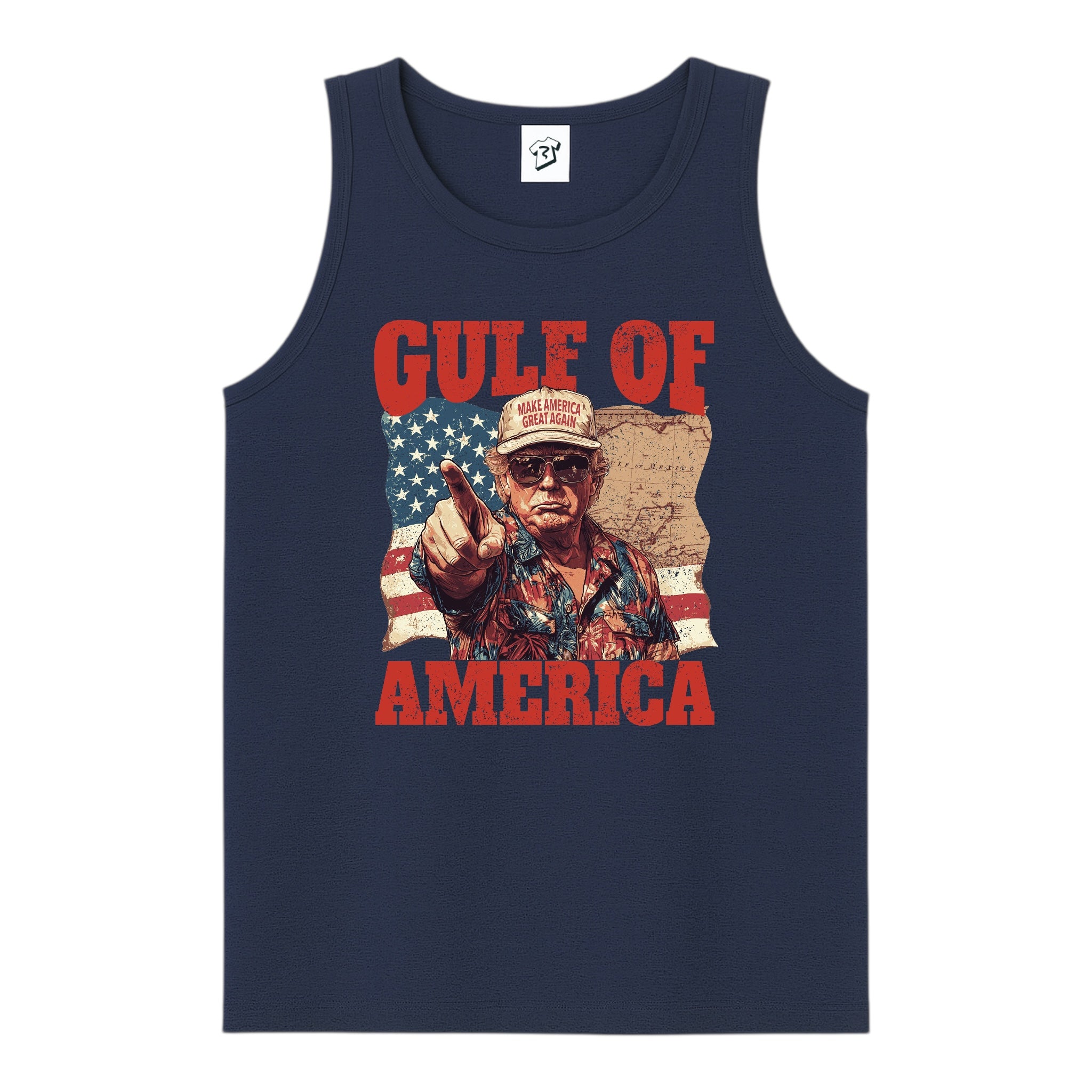 Tees Club tank top Gulf of America Jimmy Buffett - Tank Top Navy Size S front view