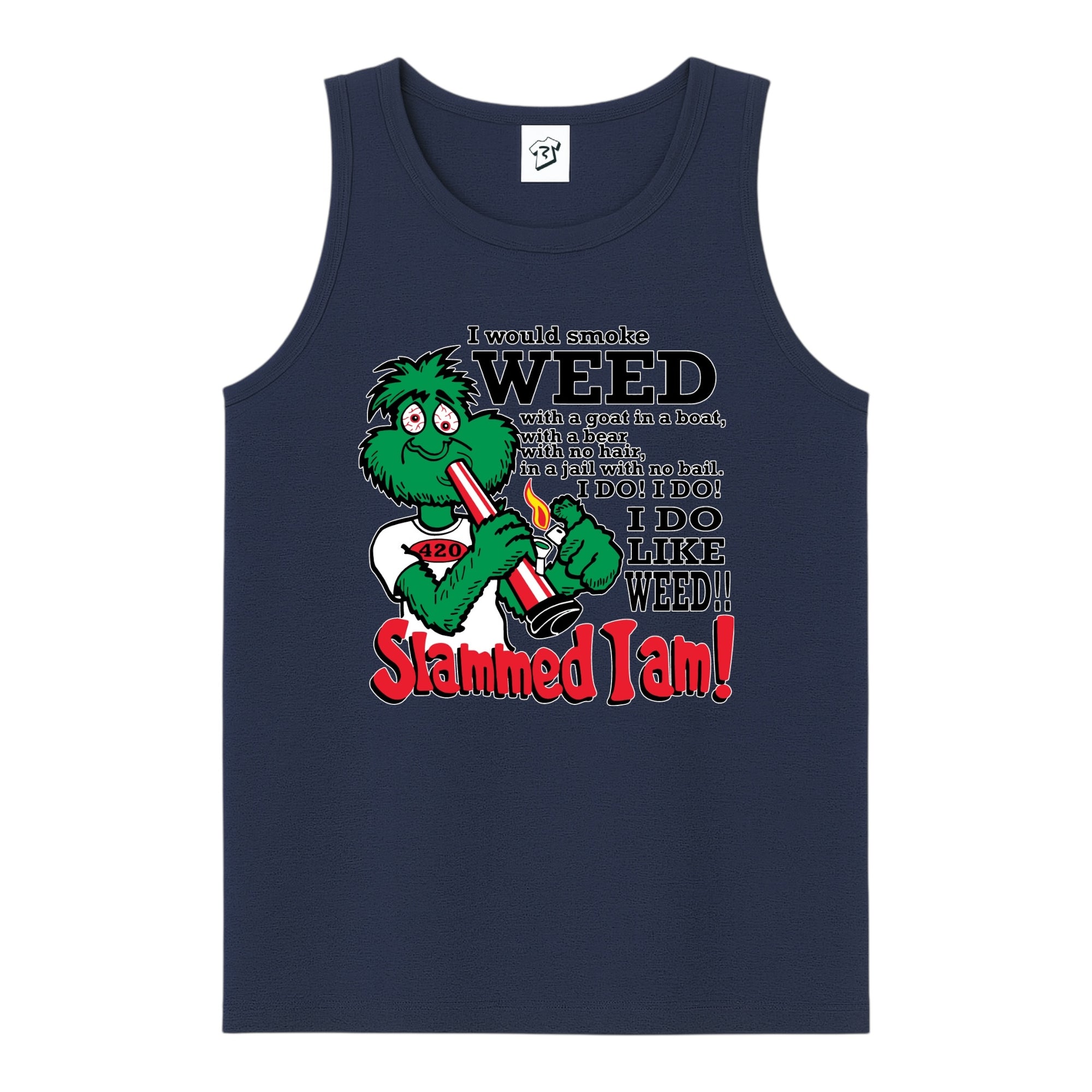 Tees Club tank top Slammed I Am Weed - Tank Top Navy Size S front view