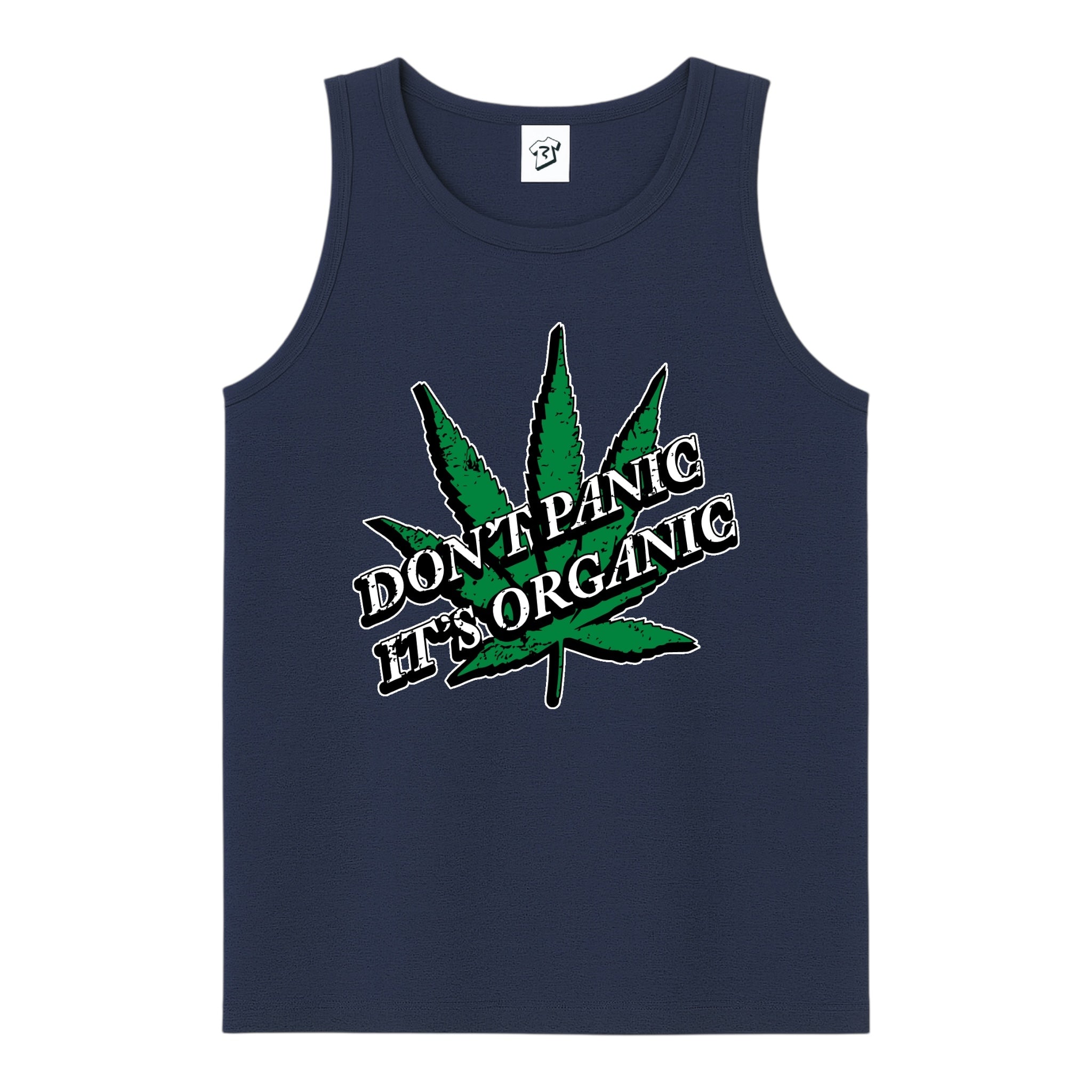 Tees Club tank top Don't Panic It's Organic - Tank Top Navy Size S back view