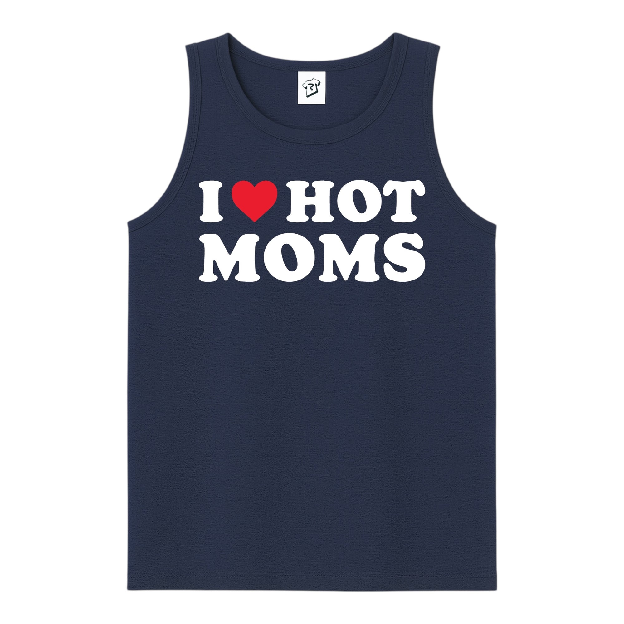 Tees Club tank top I Love Hot Moms - Tank Top Navy Size S back view