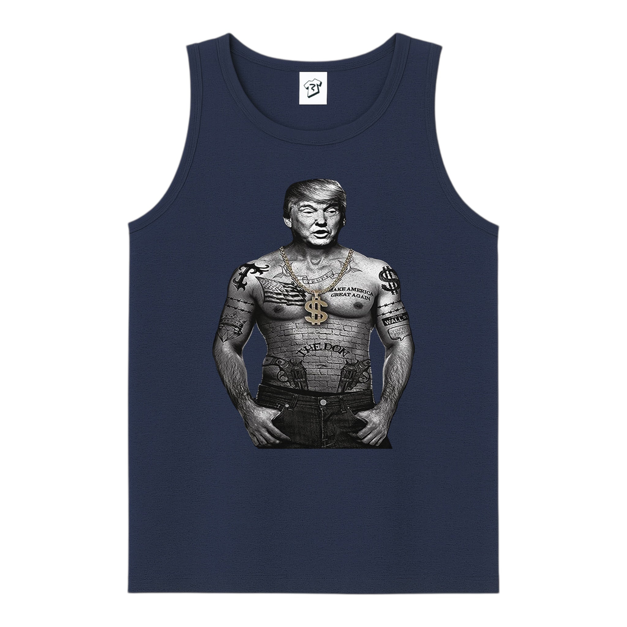 Tees Club tank top Trump Tattooed - Tank Top Navy Size S back view