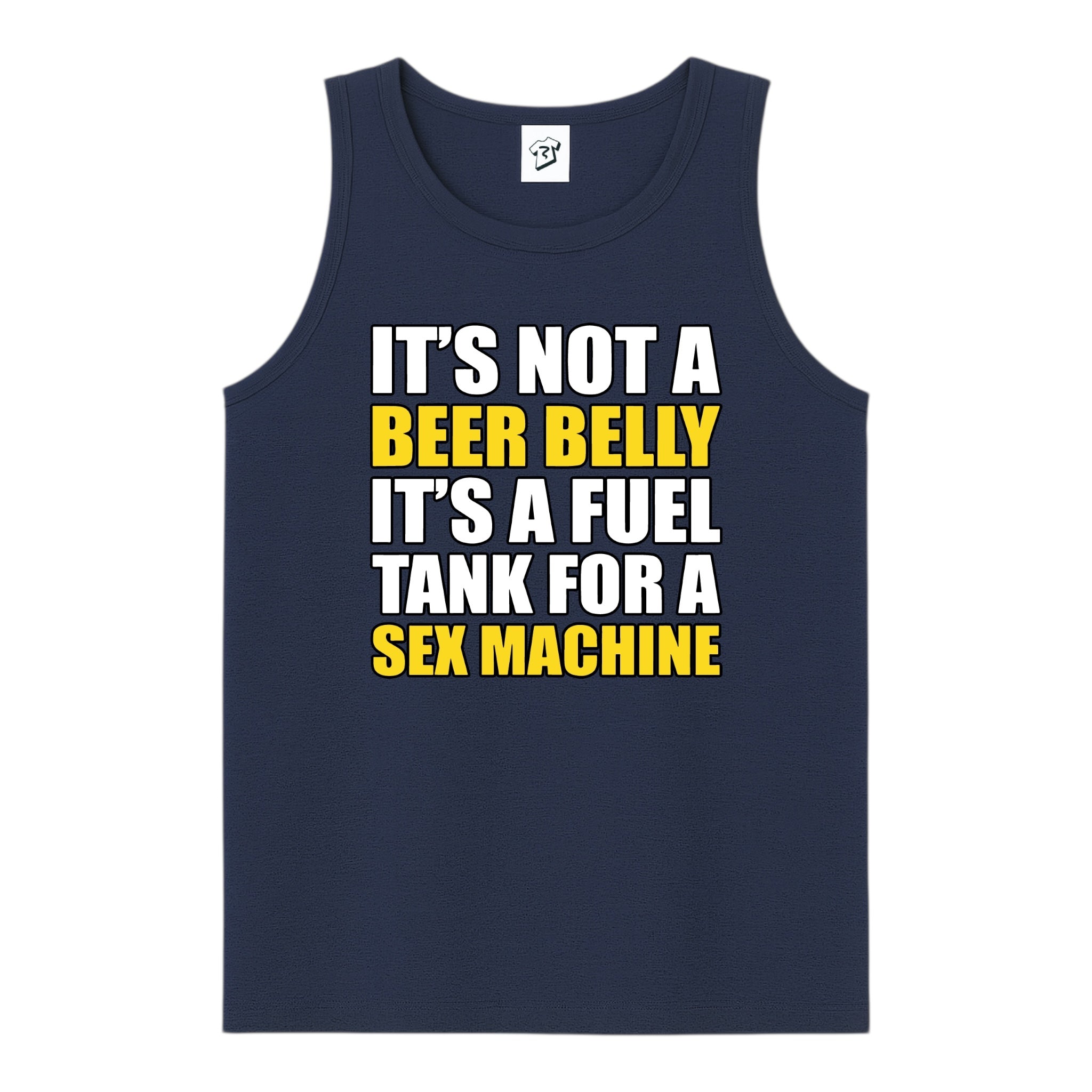 Tees Club tank top It's Not a Beer Belly - Tank Top Navy Size S back view