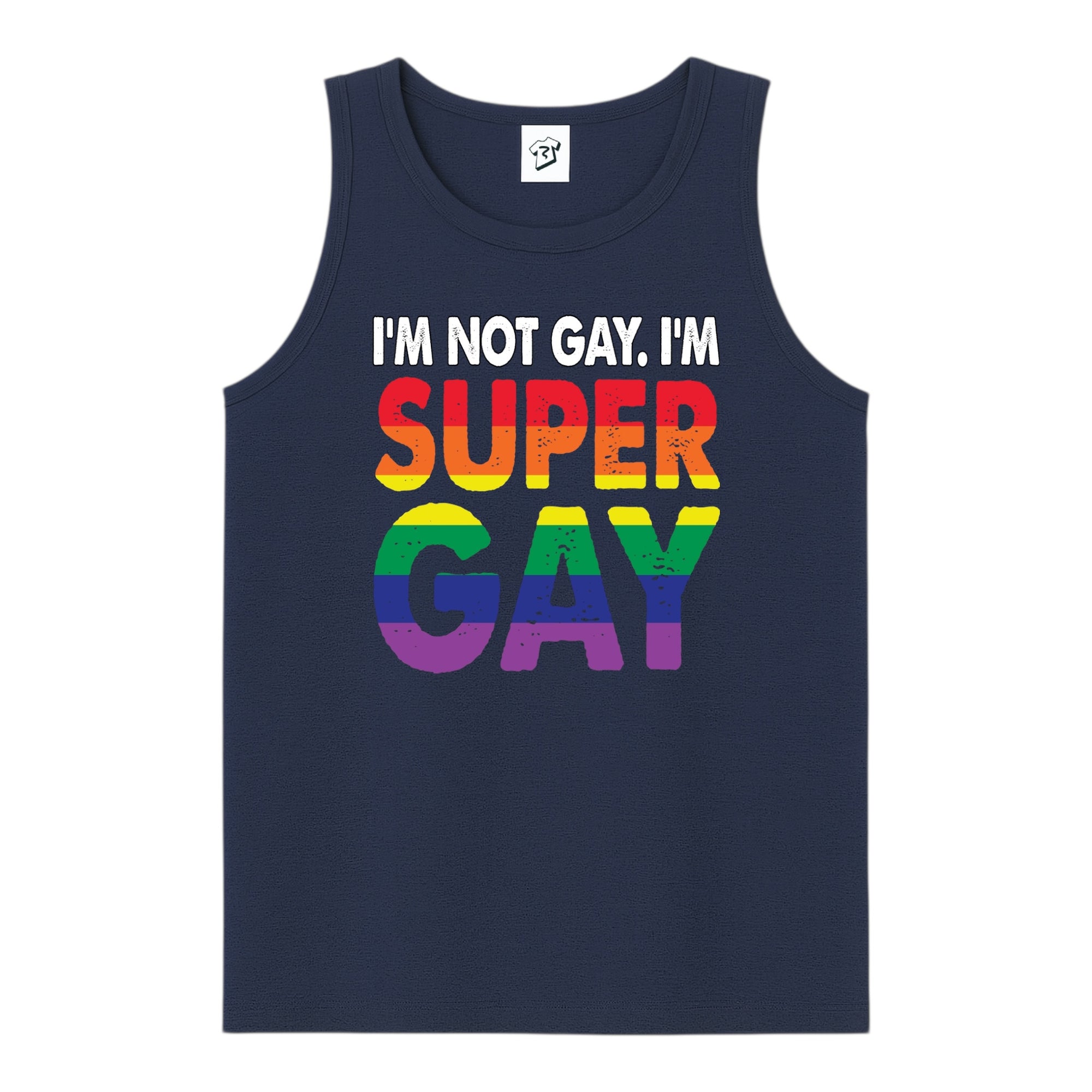 Tees Club tank top I'm Not Gay I'm Super Gay - Tank Top Navy Size S front view