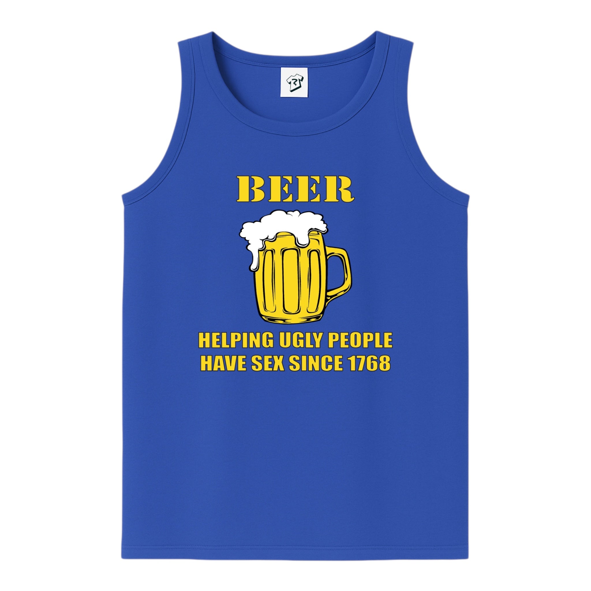 Tees Club tank top Beer Helping Ugly People Have Sex - Tank Top Navy Size S front view