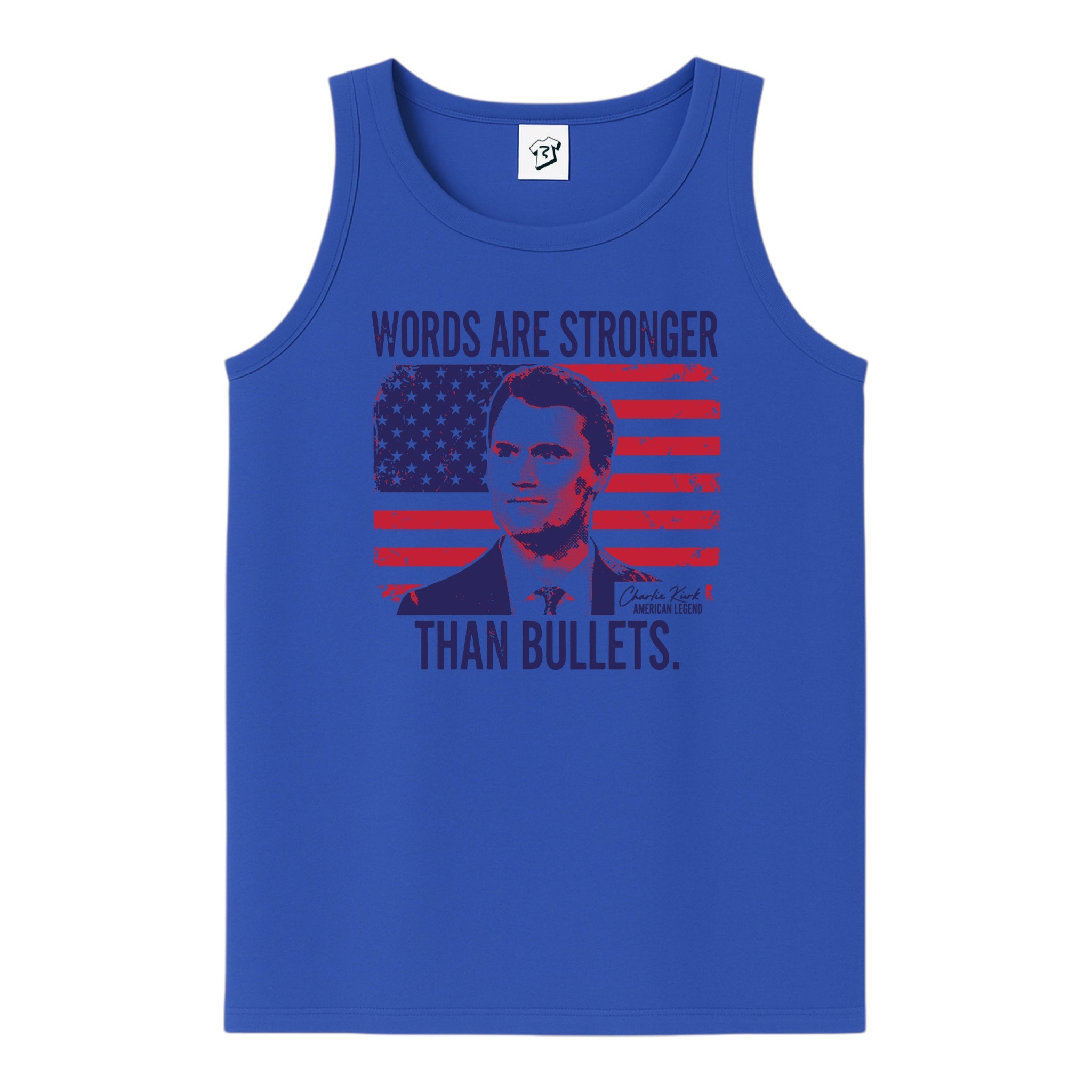 Tees Club tank top Words Are Stronger Than Bullets Charlie Kirk - Tank Top Size S back view