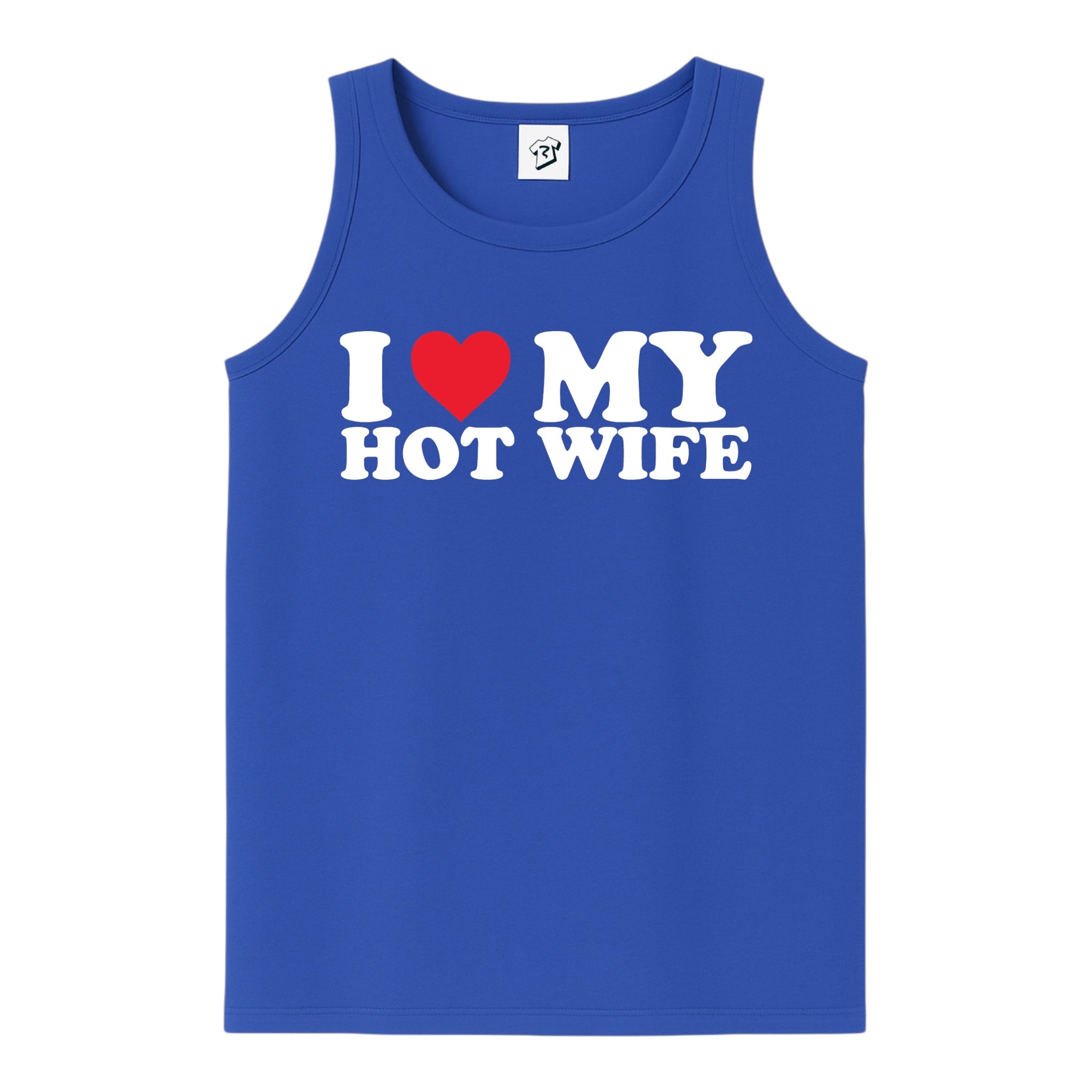 Tees Club tank top I Love My Hot Wife - Tank Top Navy Size S back view
