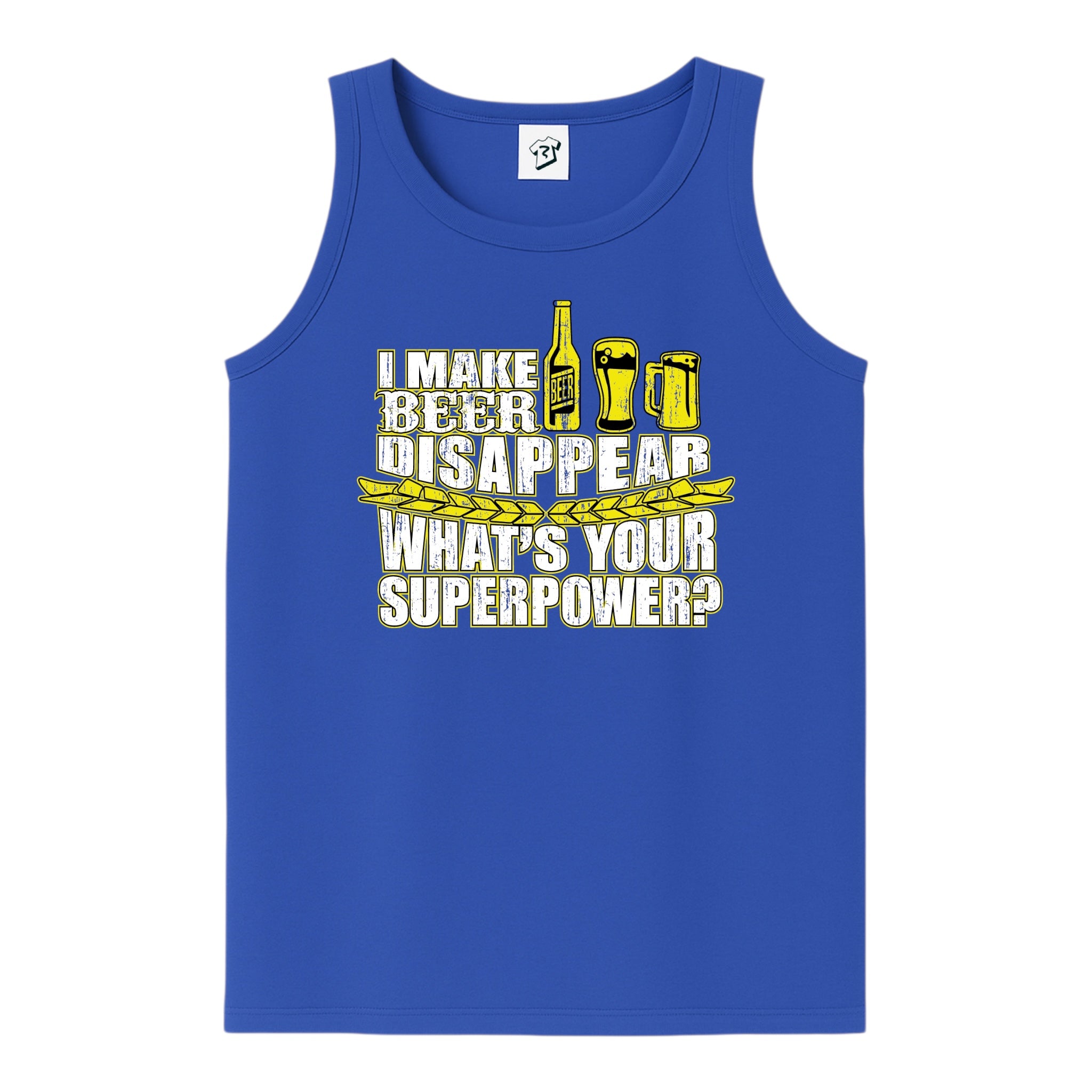 Tees Club tank top I Make Beer Disappear What's Your Superpower? - Tank Top Navy Size M detail