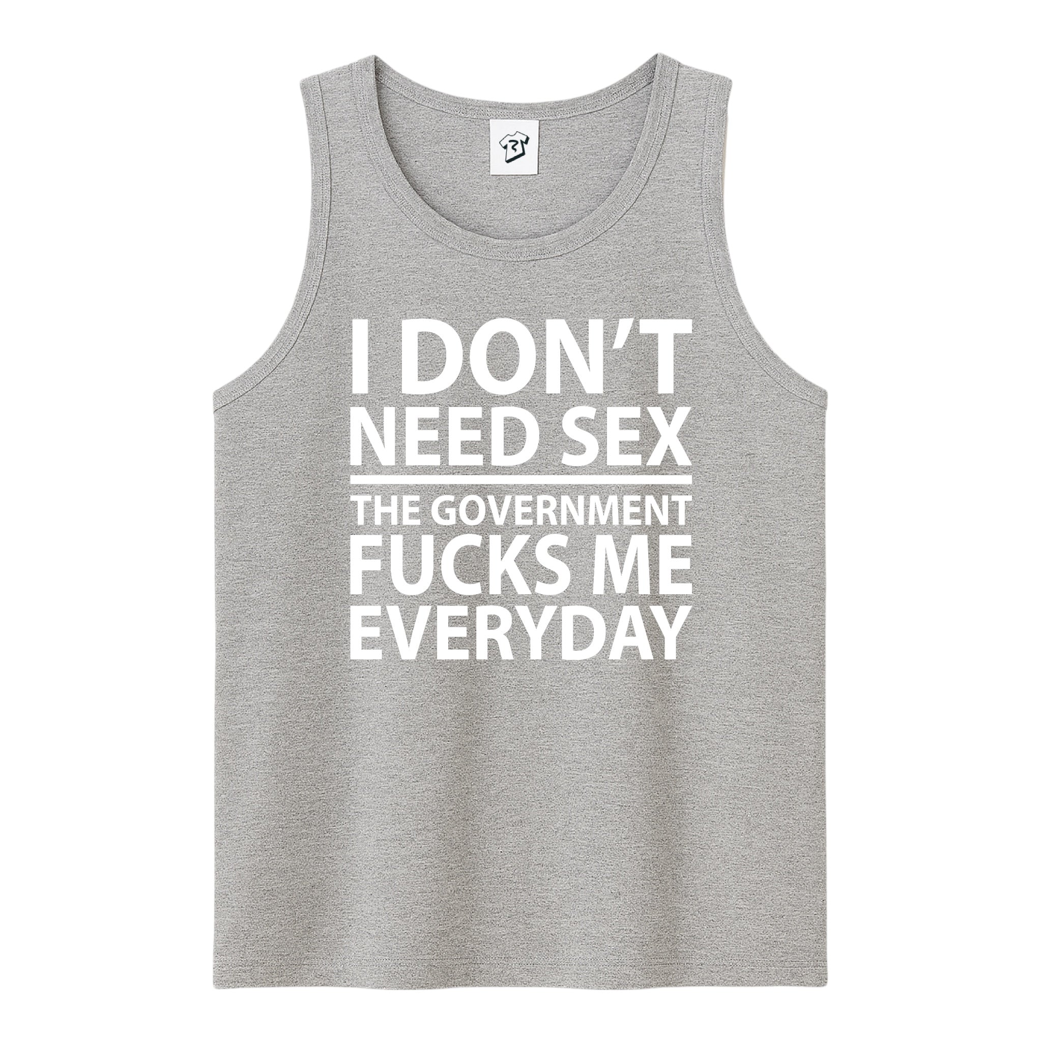 Tees Club tank top I Don't Need Sex the Government Fucks Me Everyday - Tank Top Navy Size M detail