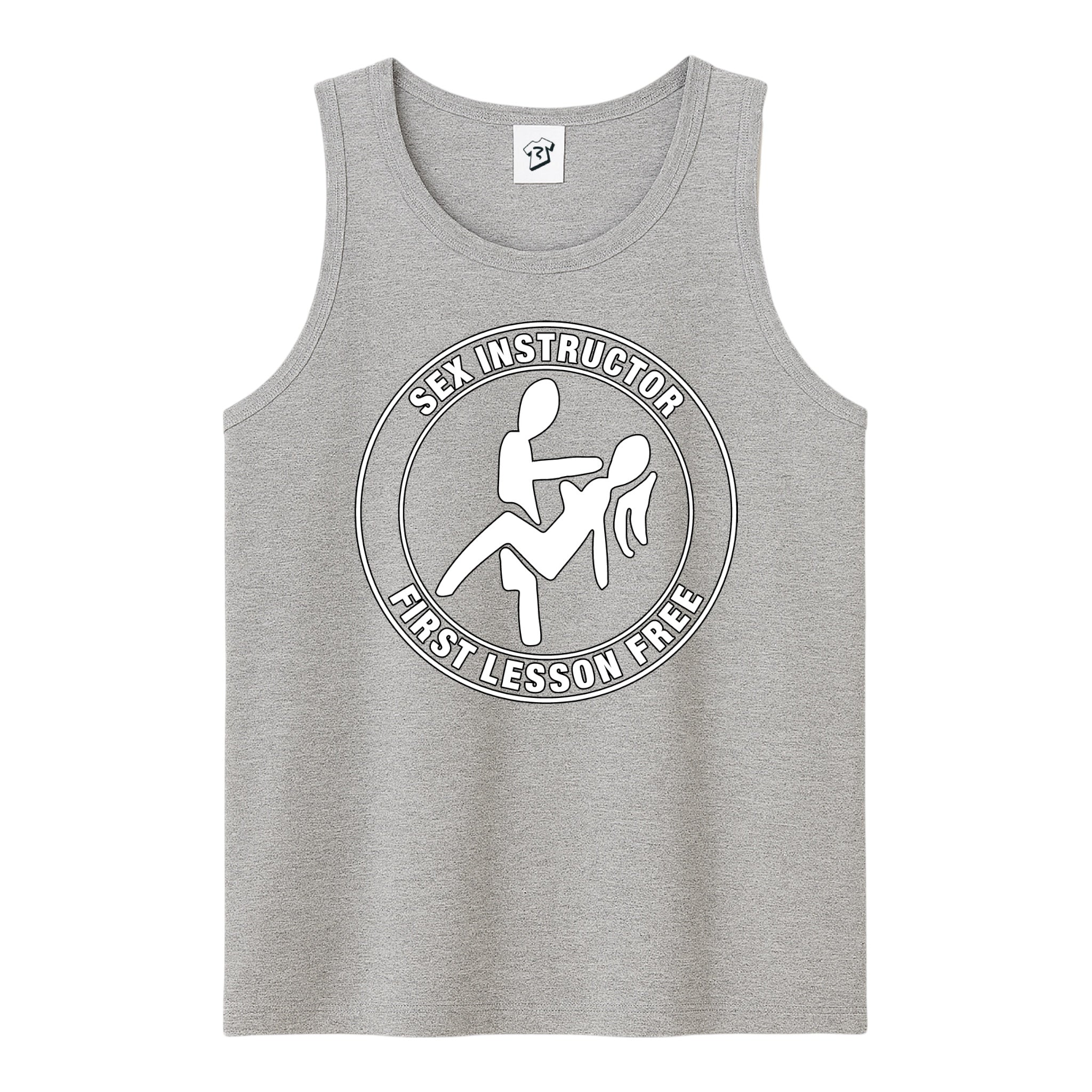 Tees Club tank top Sex Instructor First Lesson Free - Tank Top Navy Size M detail