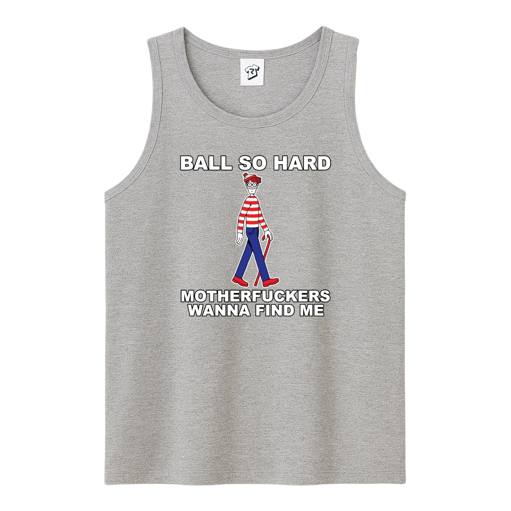 Tees Club tank top Ball So Hard Motherfuckers Wanna Find Me (Waldo) - Tank Top Navy Size M detail