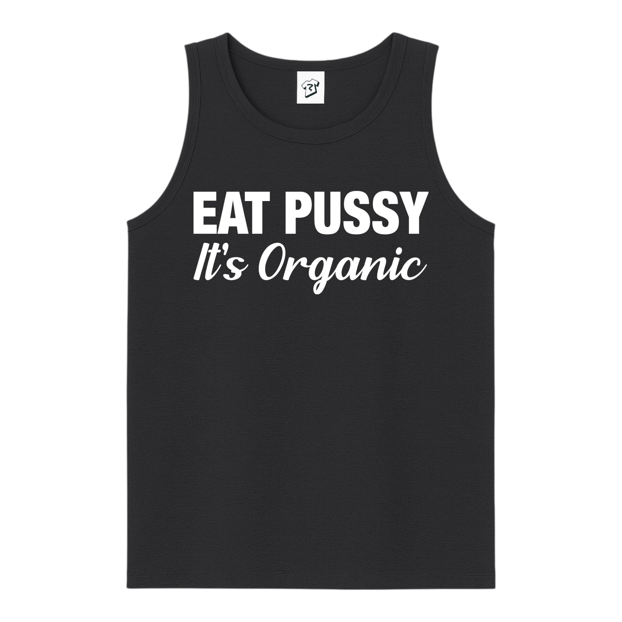 Tees Club tank top Eat Pussy It's Organic - Tank Top Navy Size S back view