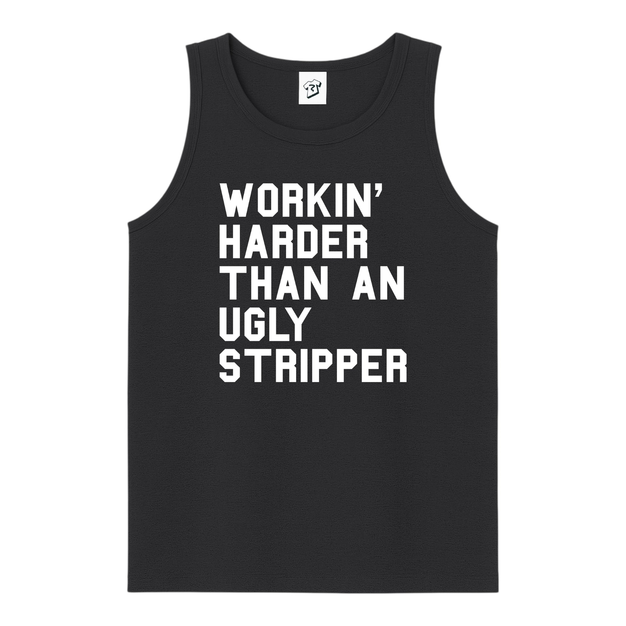 Tees Club tank top Workin' Harder Than an Ugly Stripper - Tank Top Navy Size S back view