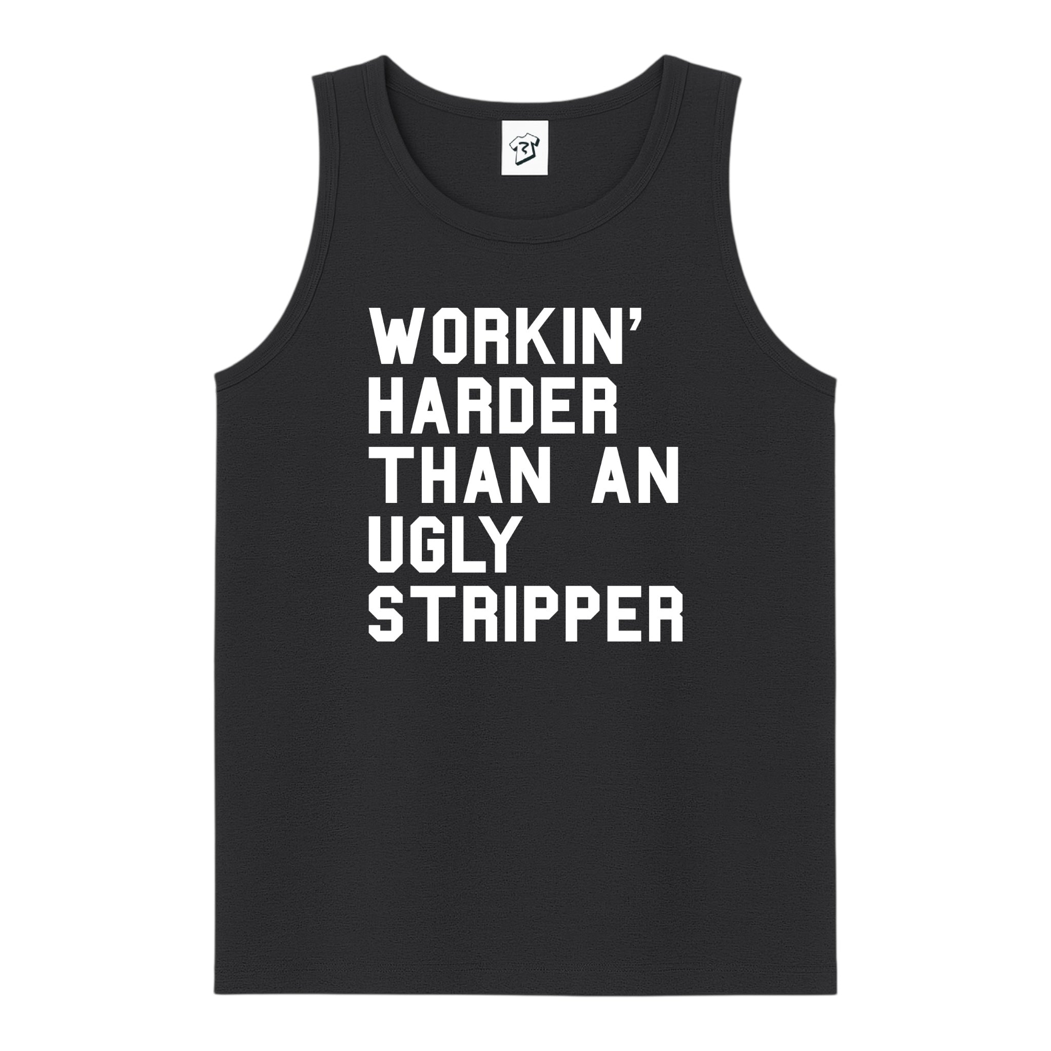 Tees Club tank top Workin' Harder Than an Ugly Stripper - Tank Top Navy Size S back view