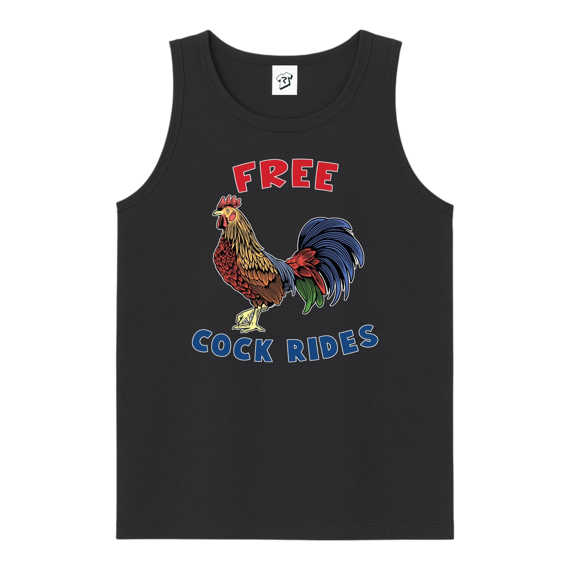 Tees Club tank top Free Cock Rides - Tank Top Navy Size S back view