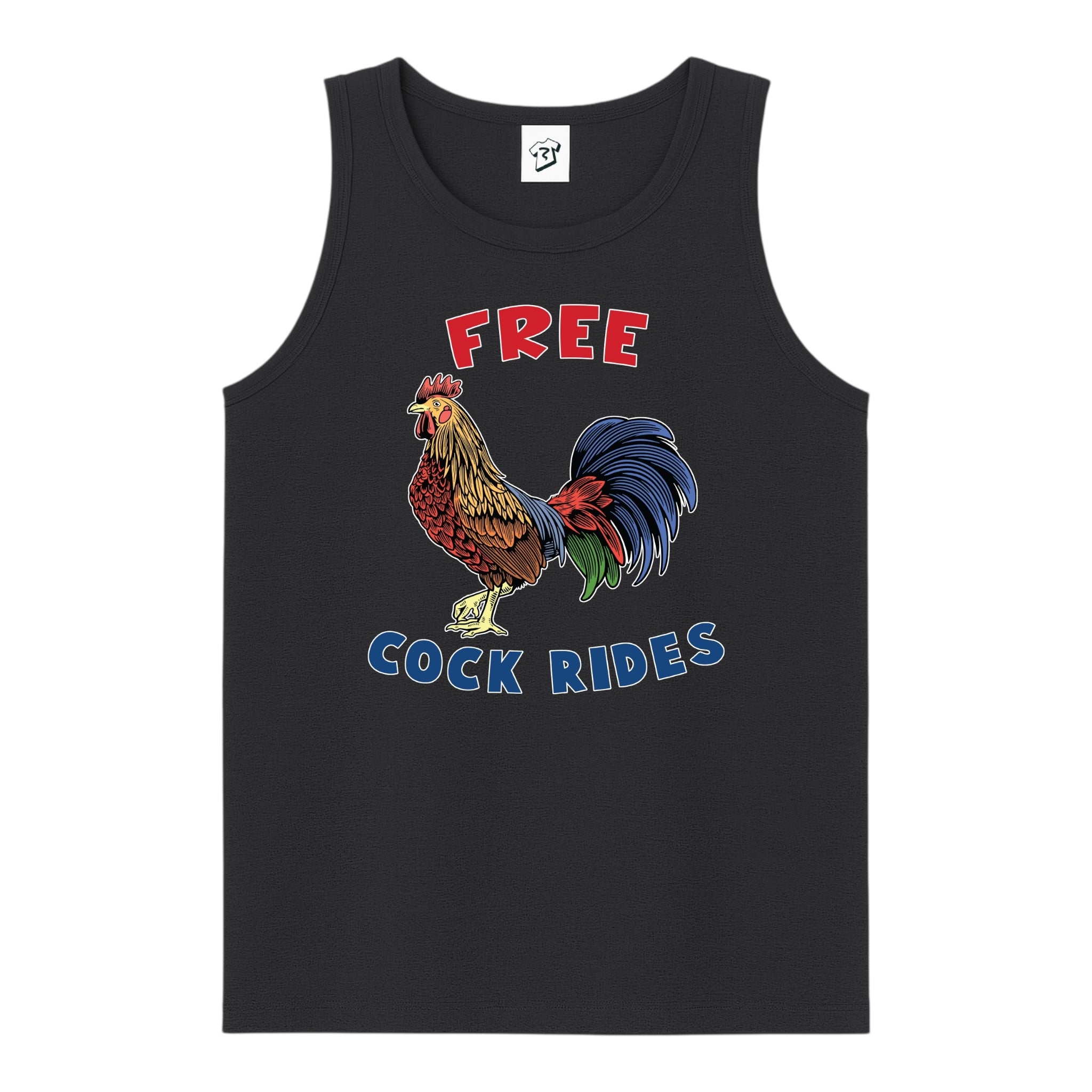 Tees Club tank top Free Cock Rides - Tank Top Navy Size S back view
