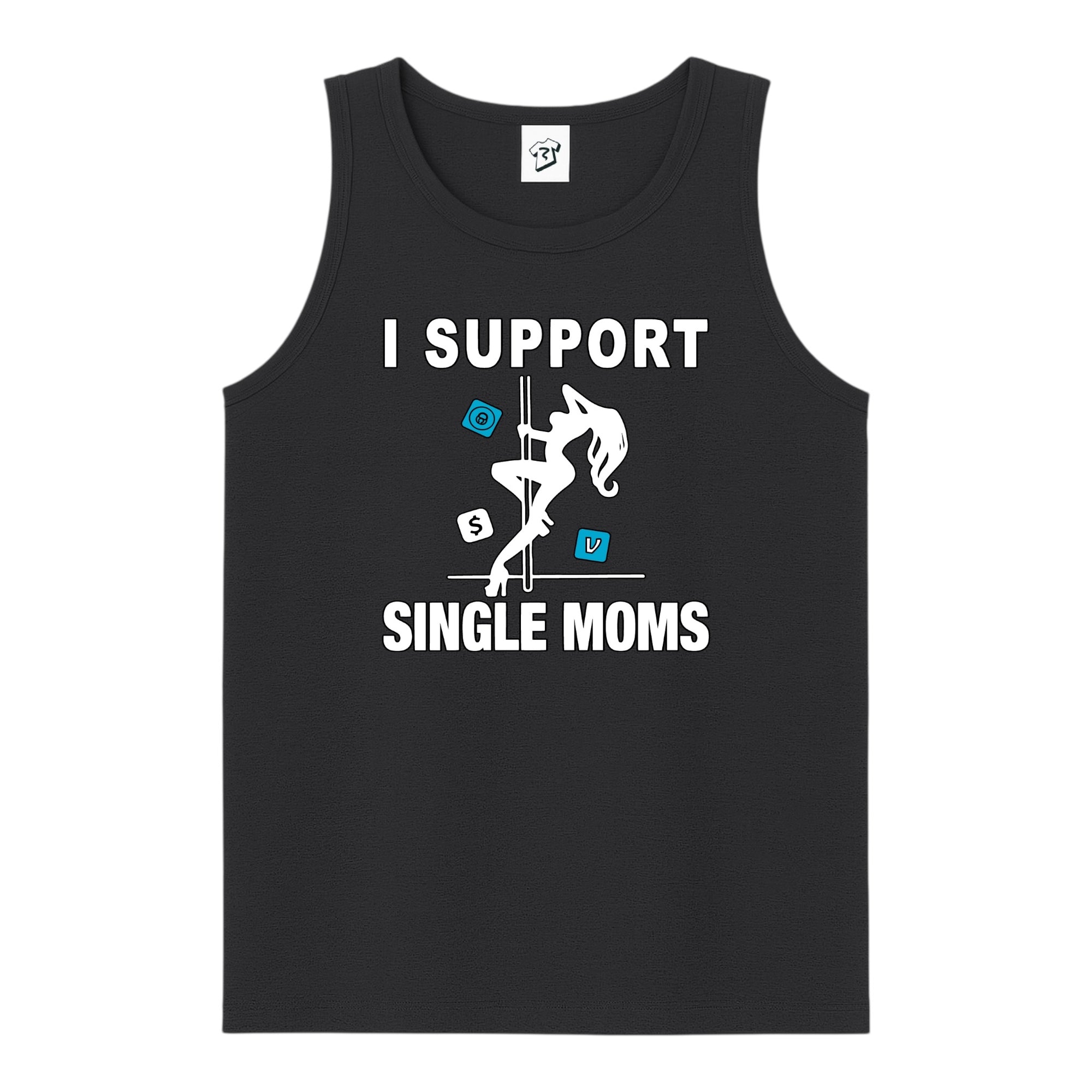 Tees Club tank top I Support Single Moms - Tank Top Navy Size S back view