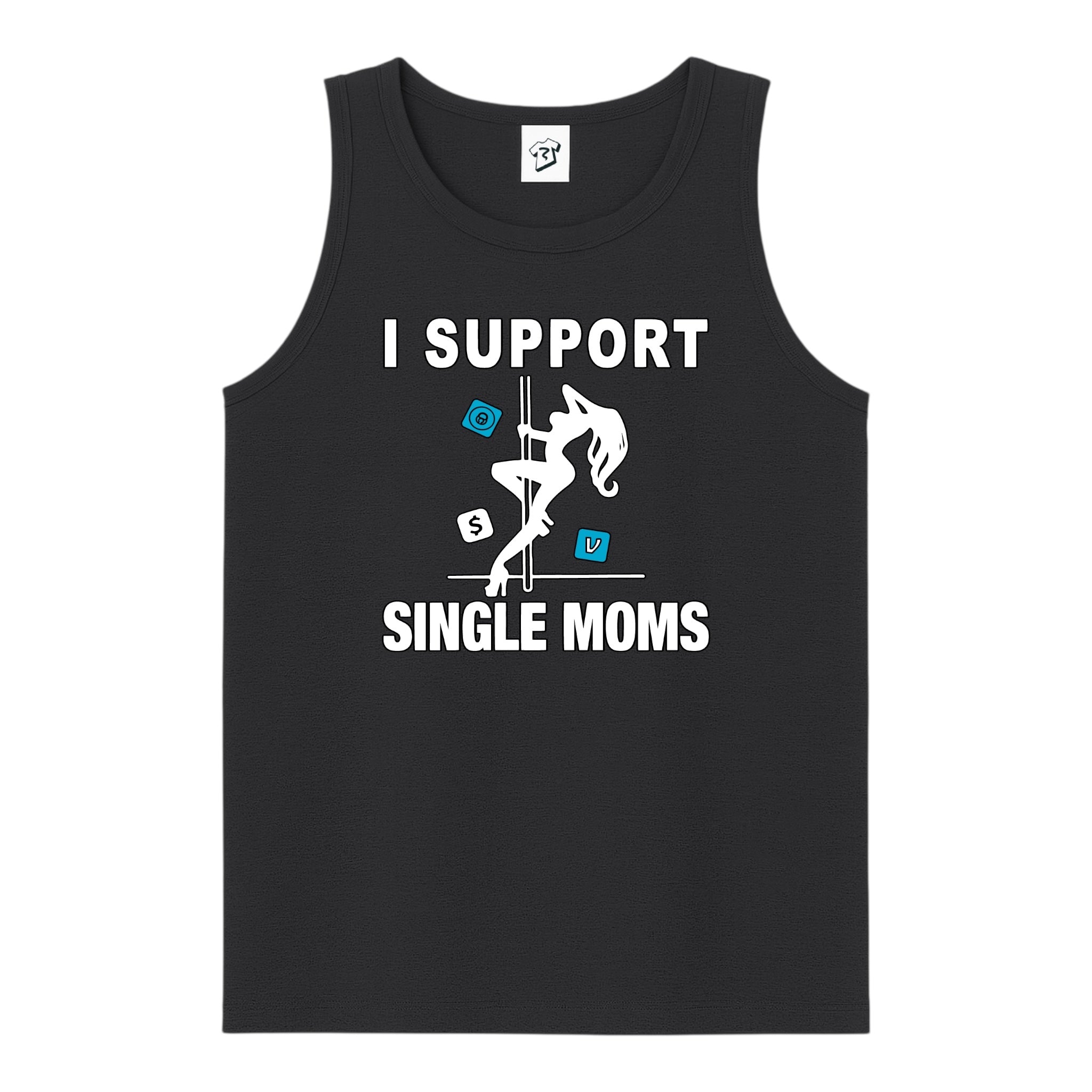 Tees Club tank top I Support Single Moms - Tank Top Navy Size S back view