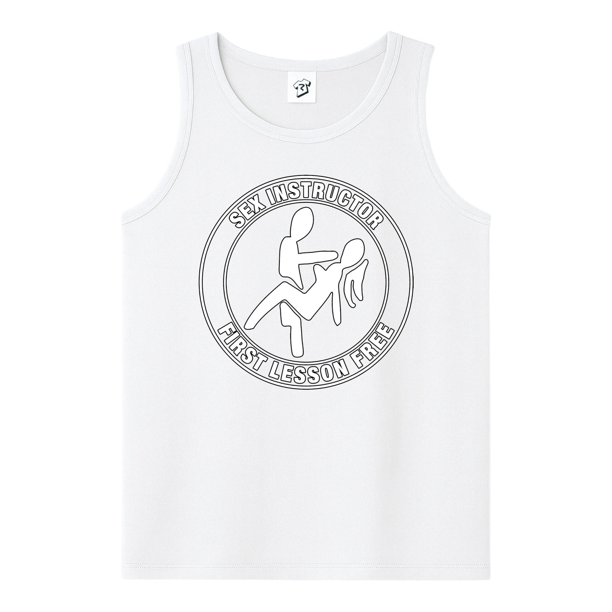 Tees Club tank top Sex Instructor First Lesson Free - Tank Top Navy Size L detail