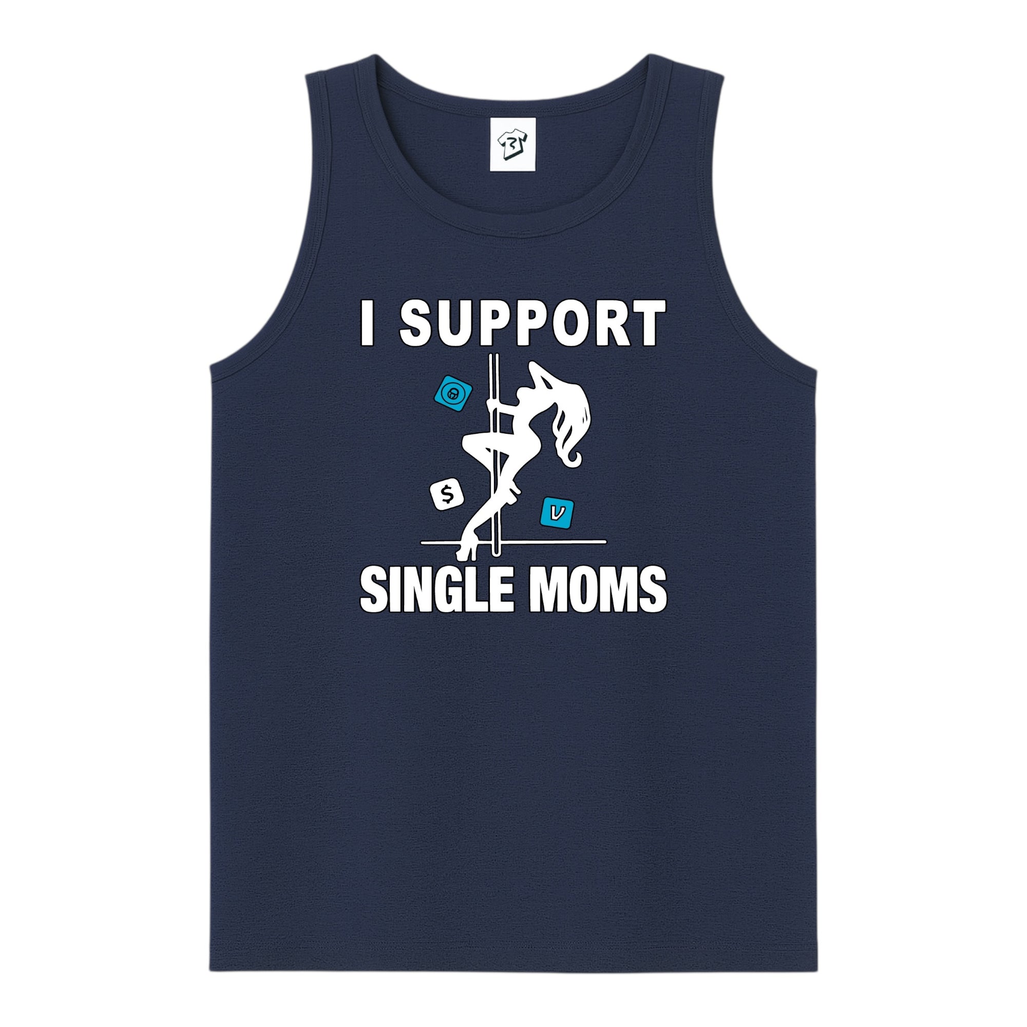 Tees Club tank top I Support Single Moms - Tank Top Navy Size S front view