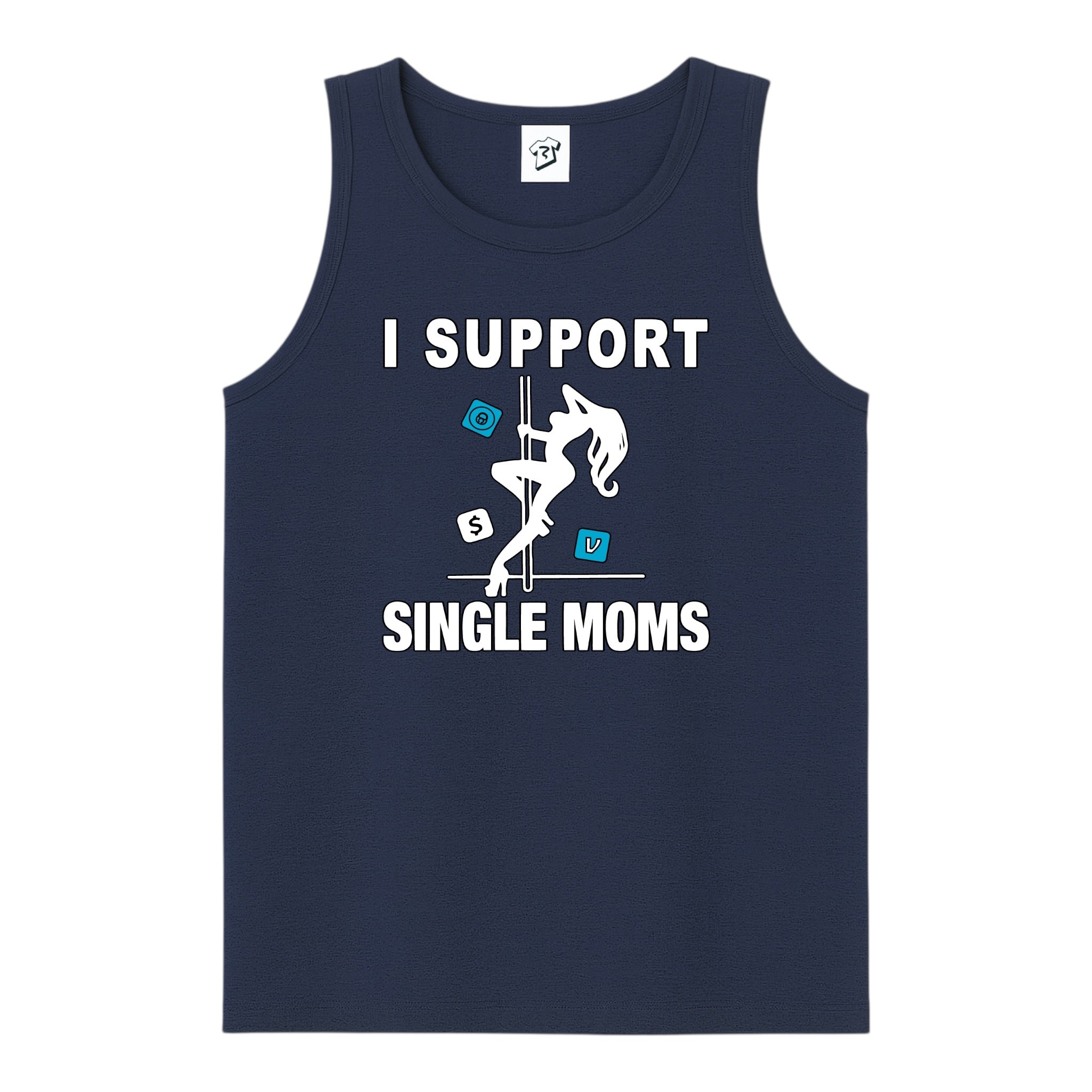 Tees Club tank top I Support Single Moms - Tank Top Navy Size S front view