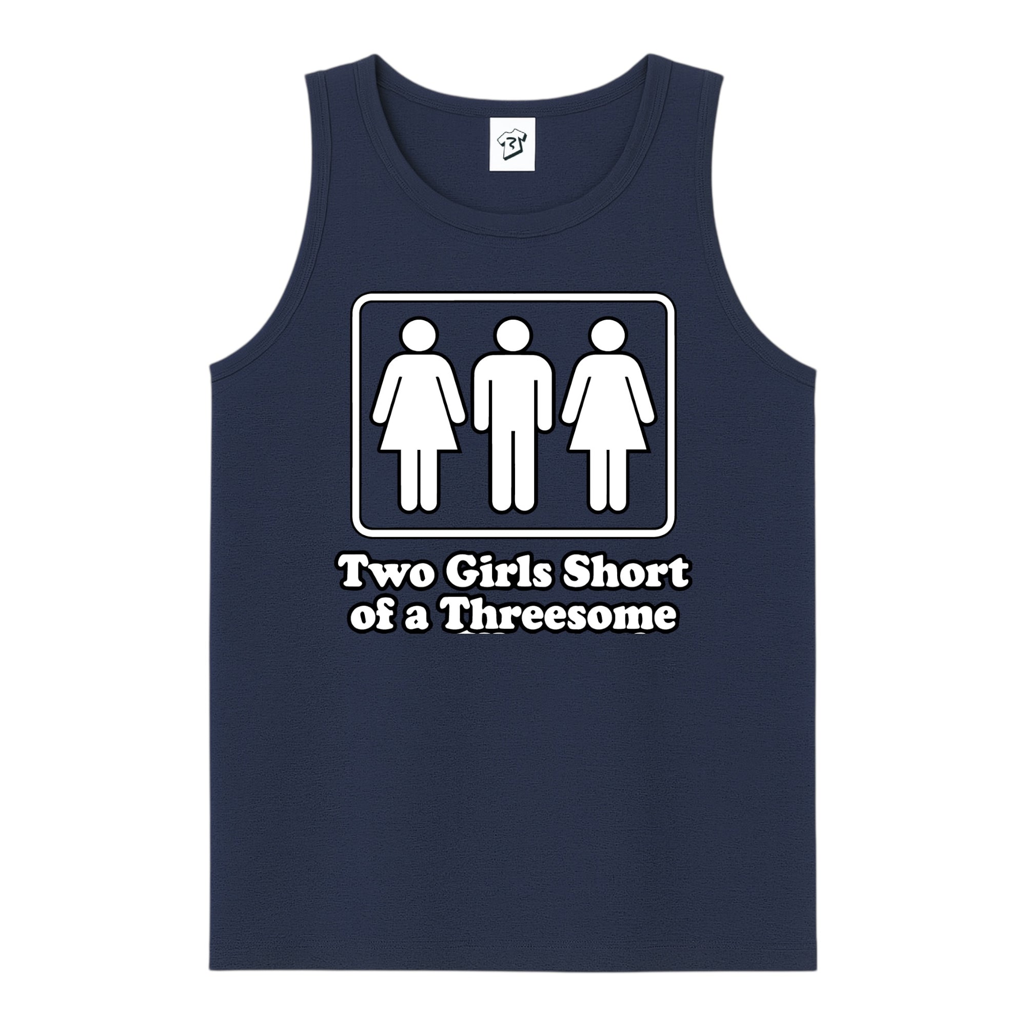 Tees Club tank top Two Girls Short of a Threesome - Tank Top Navy Size S front view