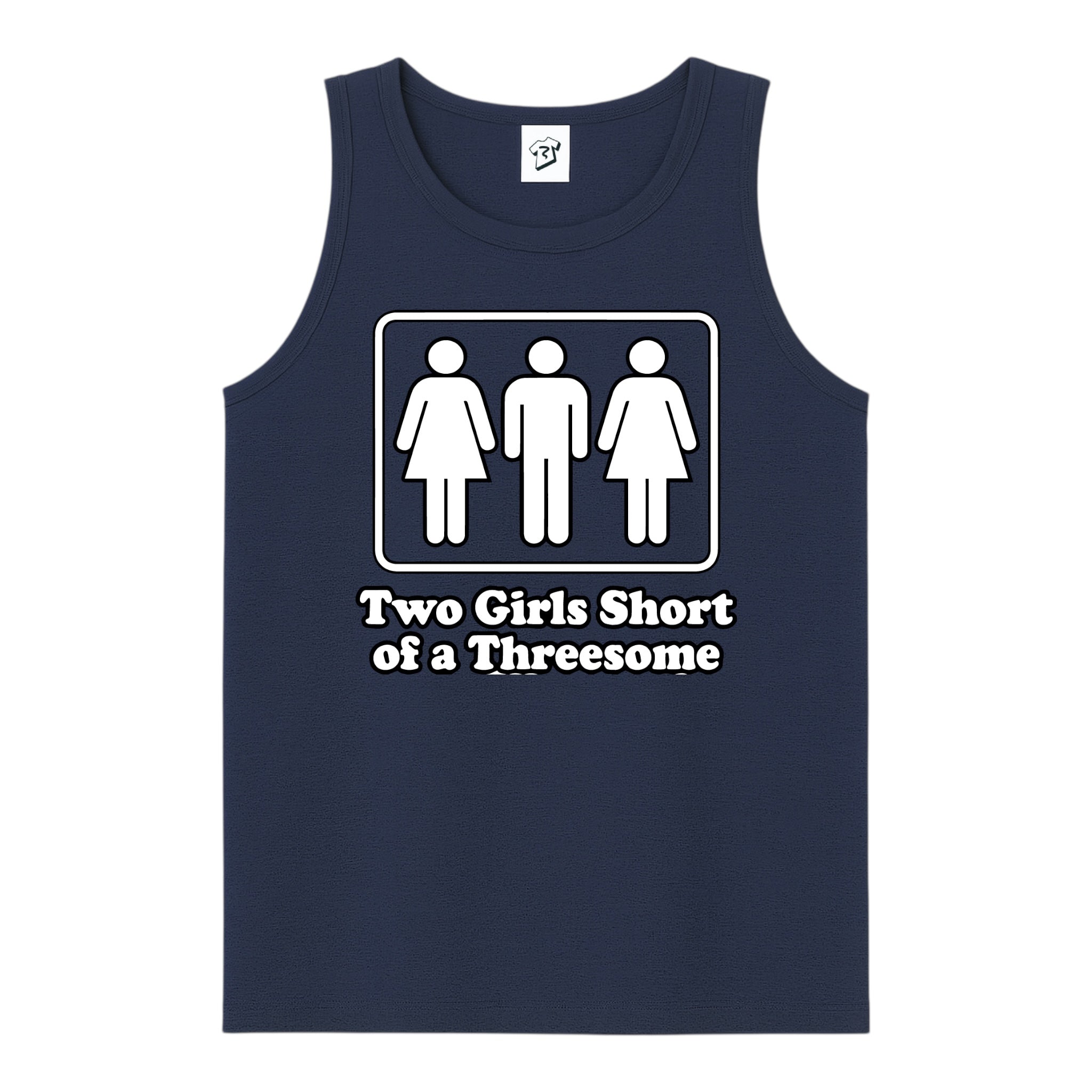 Tees Club tank top Two Girls Short of a Threesome - Tank Top Navy Size S front view