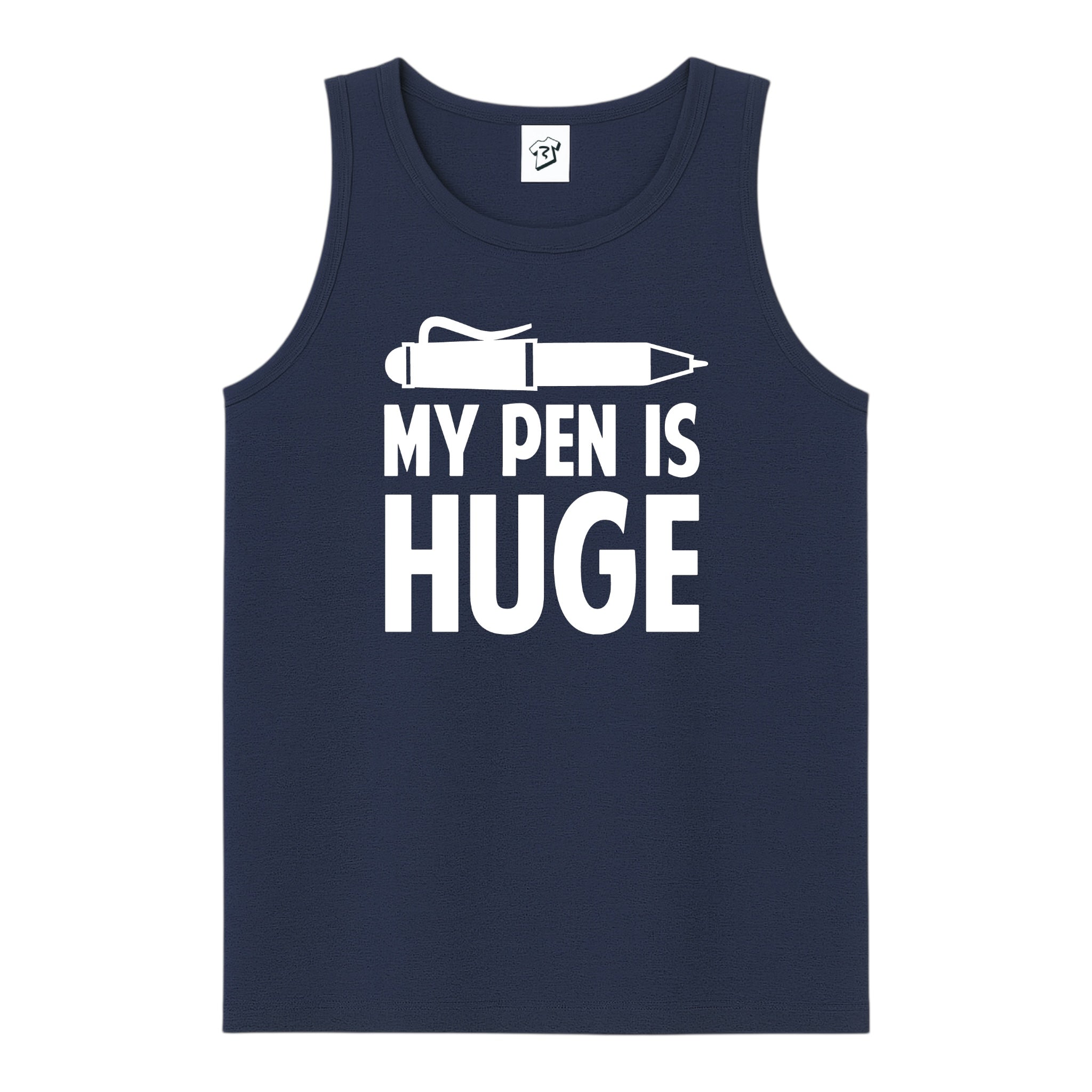 Tees Club tank top My Pen Is Huge - Tank Top Navy Size S back view