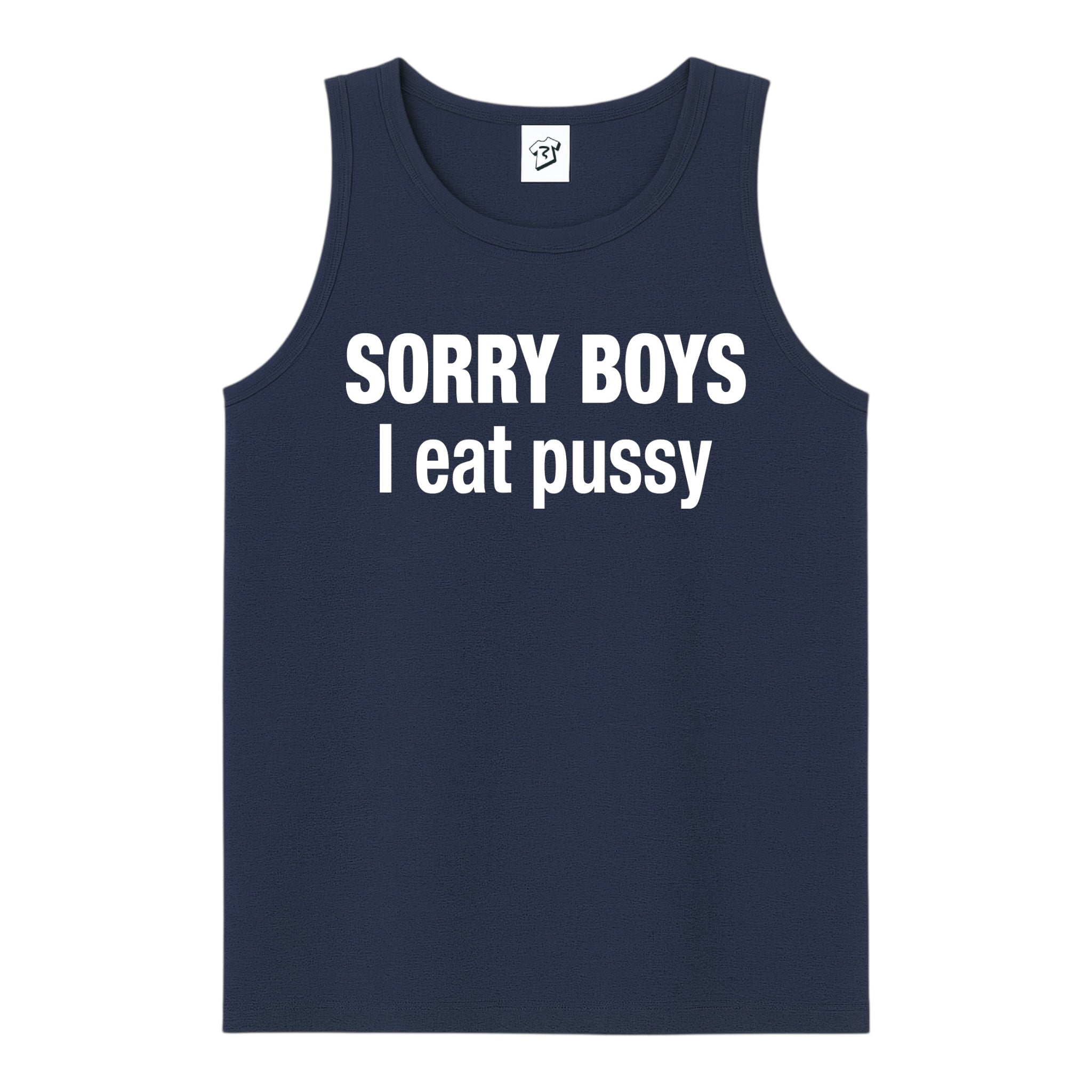 Tees Club tank top Sorry Boys I Eat Pussy - Tank Top Navy Size S front view